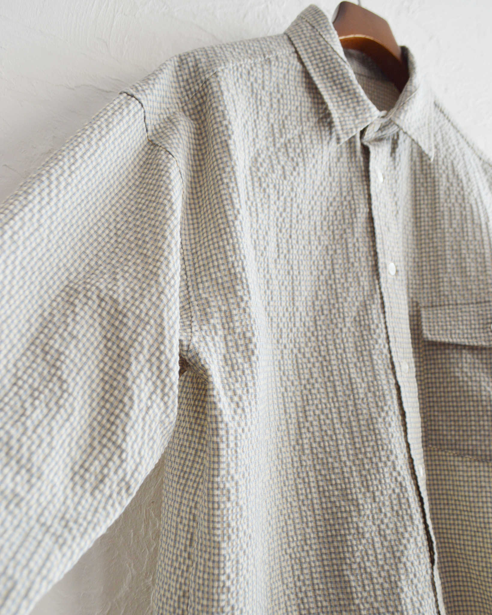 modemdesgin モデムデザイン / checkered standard shirt チェックシャツ 【BLUE ブルー】