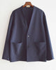LAMOND ラモンド / NO-COLLAR SHARI JACKET ノーカラーシャリジャケット (NAVY BLACK ネイビーブラック)