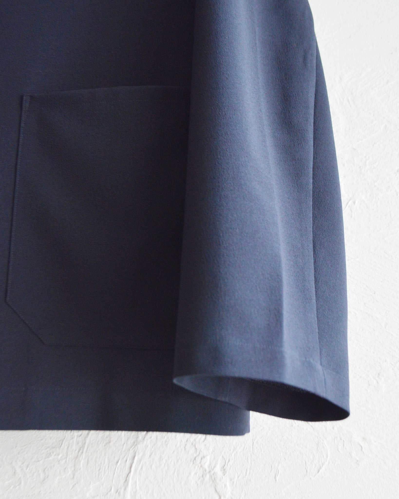 LAMOND ラモンド / NO-COLLAR SHARI JACKET ノーカラーシャリジャケット (NAVY BLACK ネイビーブラック)