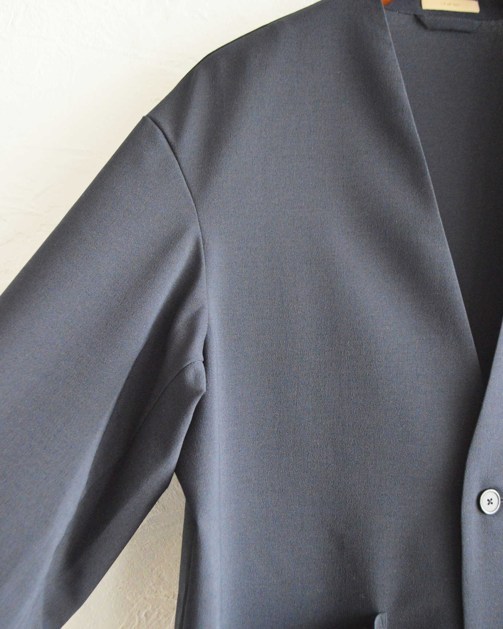 LAMOND ラモンド / NO-COLLAR SHARI JACKET ノーカラーシャリジャケット (NAVY BLACK ネイビーブラック)