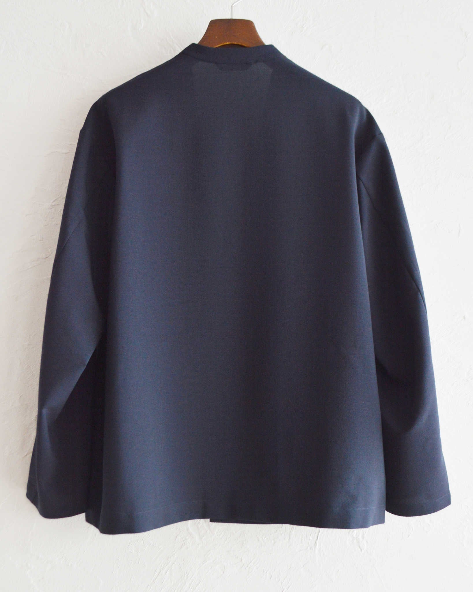 LAMOND ラモンド / NO-COLLAR SHARI JACKET ノーカラーシャリジャケット (NAVY BLACK ネイビーブラック)