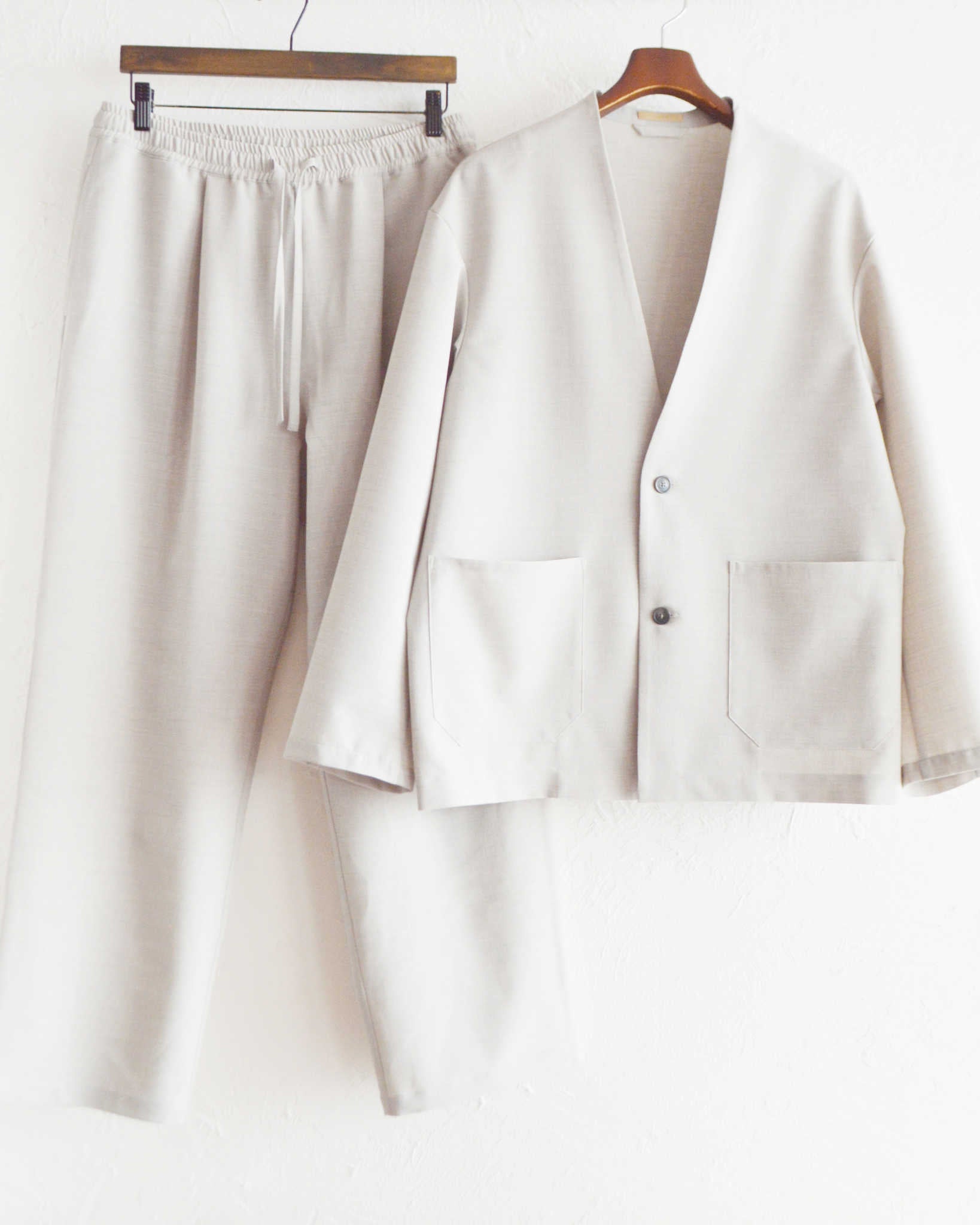 LAMOND ラモンド / NO-COLLAR SHARI JACKET ノーカラーシャリジャケット (ASH GRAY アッシュグレー)