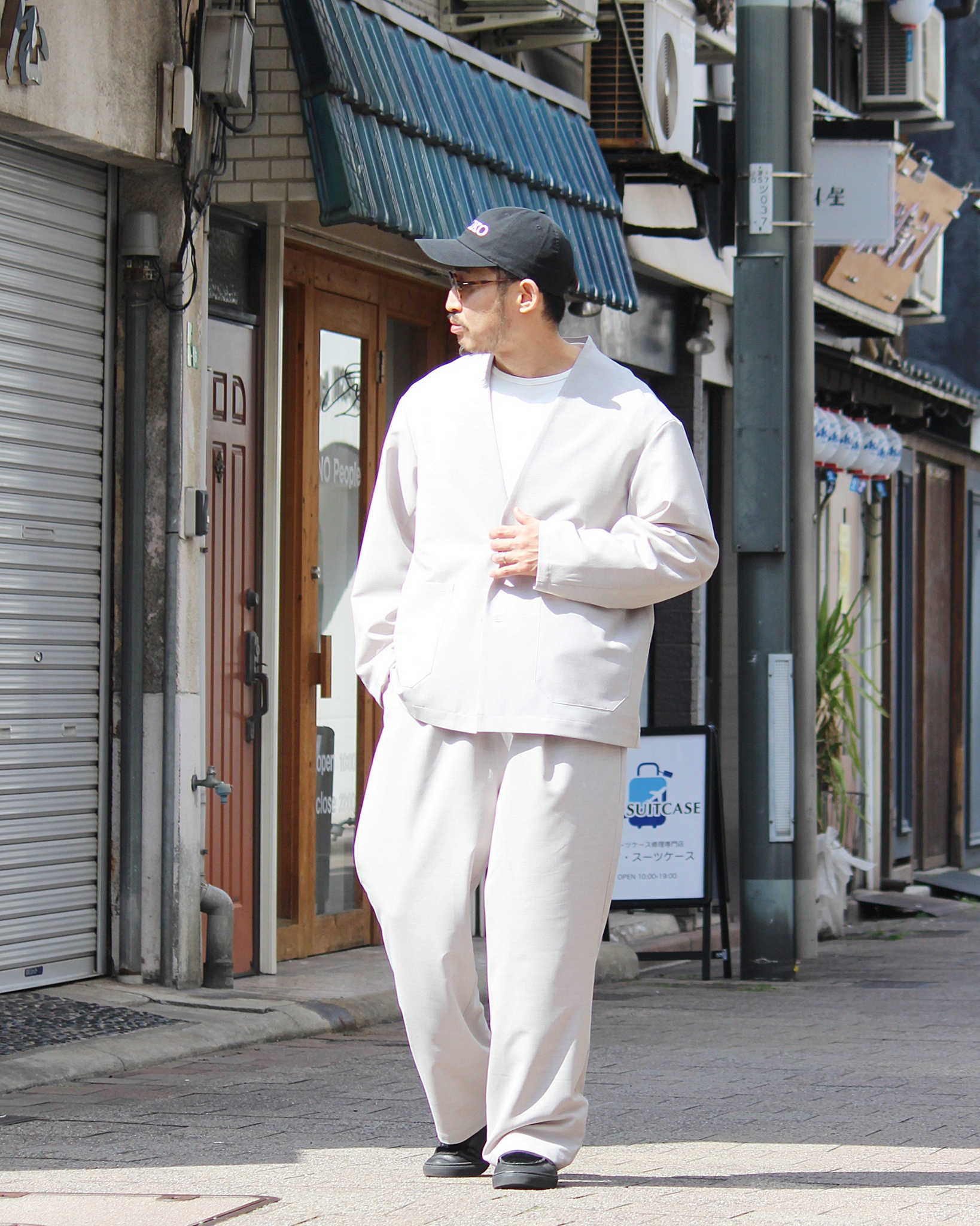LAMOND ラモンド / NO-COLLAR SHARI JACKET ノーカラーシャリジャケット (ASH GRAY アッシュグレー)