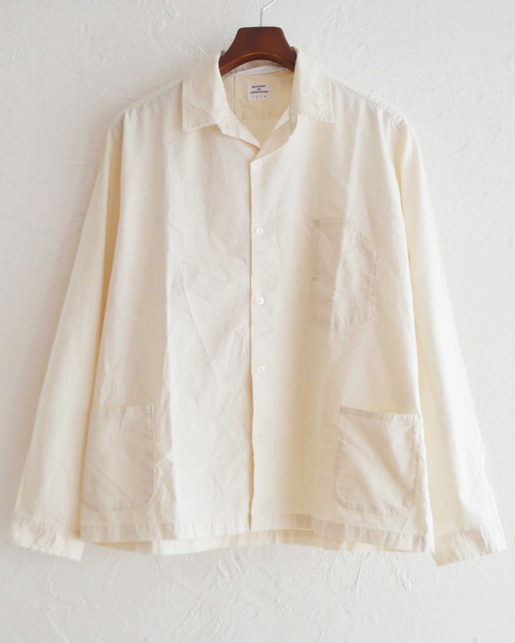 NECESSARY or UNNECESSARY ネセサリーオアアンネセサリー N.O.UN ナウン / WORK SHIRTS ワークシャツ (WHITE ホワイト)