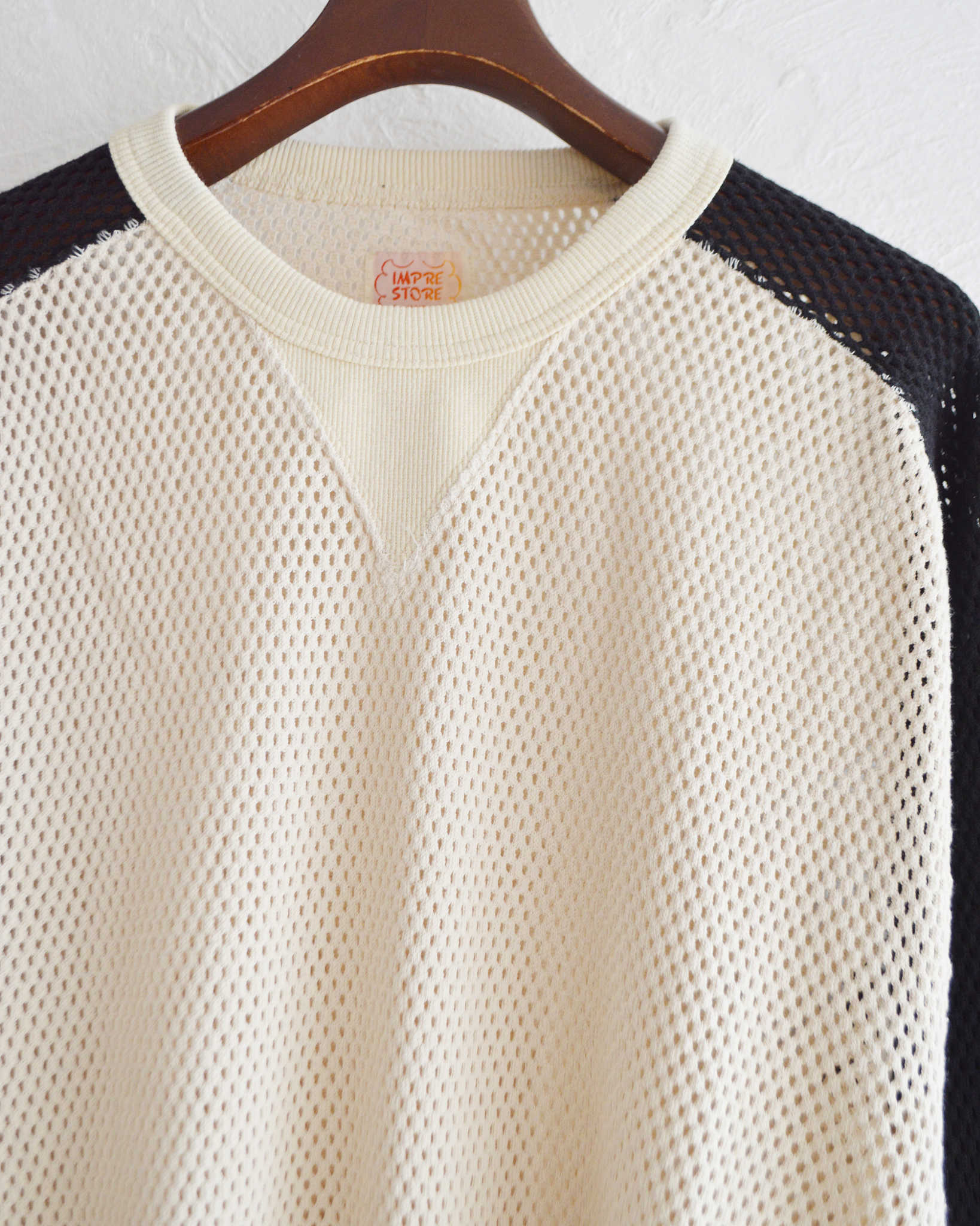 IMPRESTORE インプレストア / Ruker ルーカー | Mesh freedom long t メッシュフリーダムスリーブロンTEE (Natural/Black ナチュラルブラック)