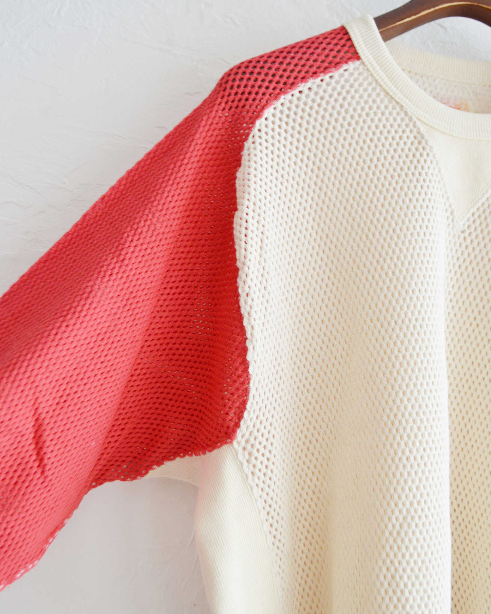 IMPRESTORE インプレストア / Ruker ルーカー | Mesh freedom long t メッシュフリーダムスリーブロンTEE (Natural/Red ナチュラルレッド)