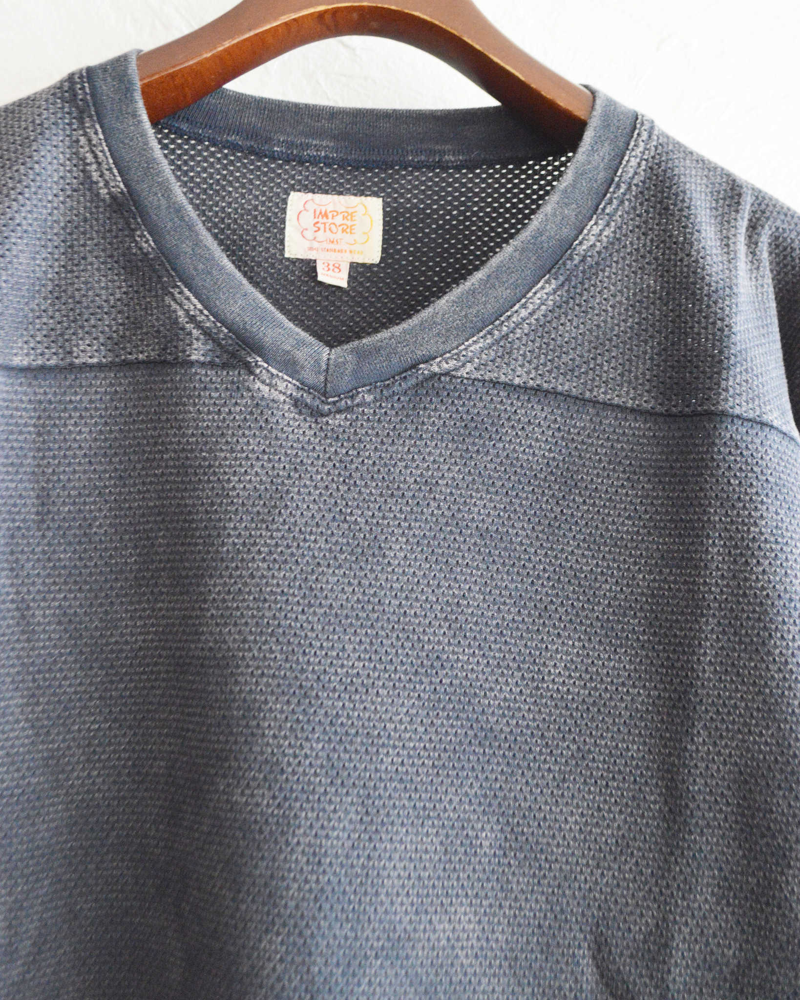 IMPRESTORE インプレストア / Duke-mesh t-cloth V.D デューク | Hokey V-neck ホッケーVネック (faded Navy フェイデットネイビー)