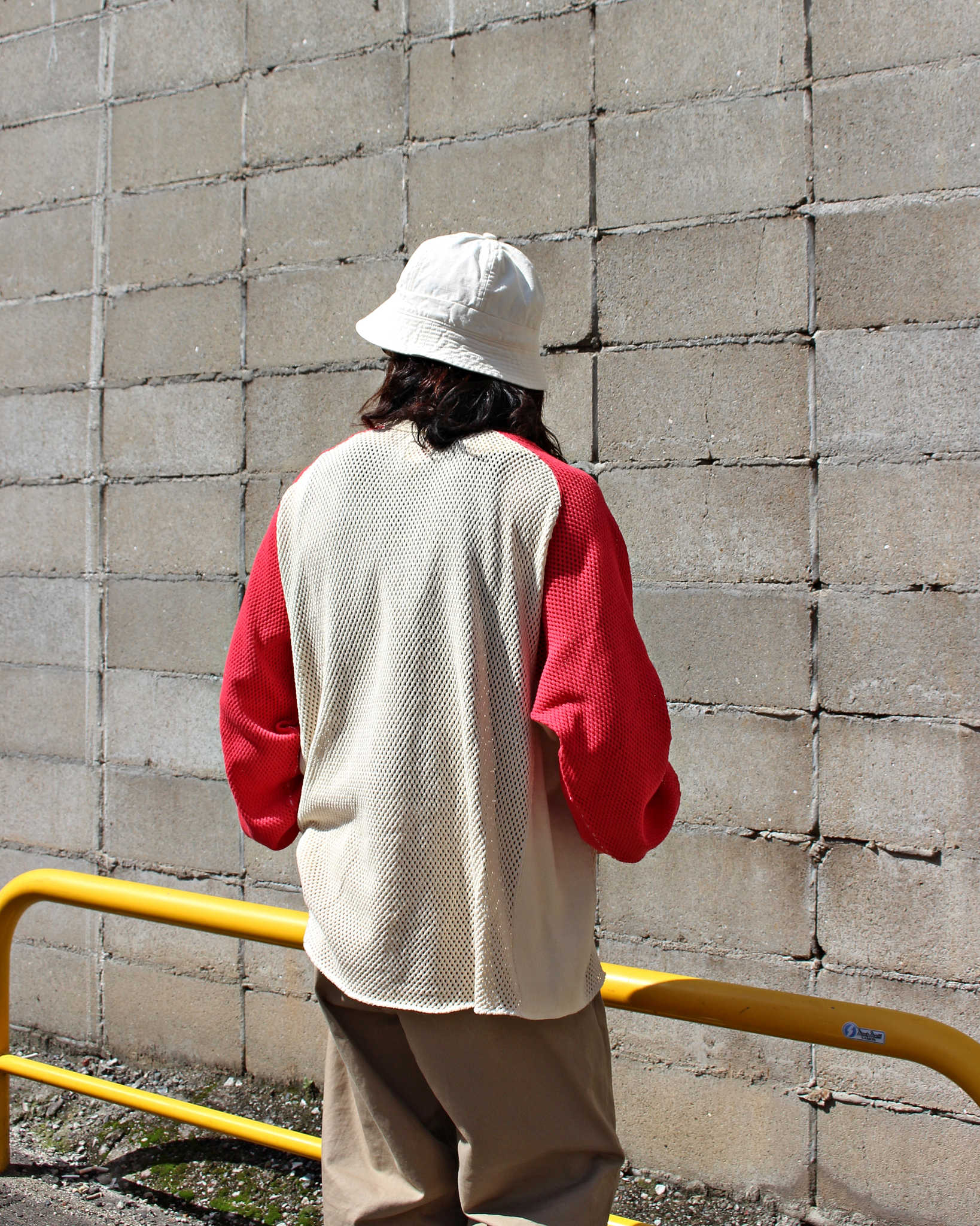 IMPRESTORE インプレストア / Ruker ルーカー | Mesh freedom long t メッシュフリーダムスリーブロンTEE (Natural/Red ナチュラルレッド)