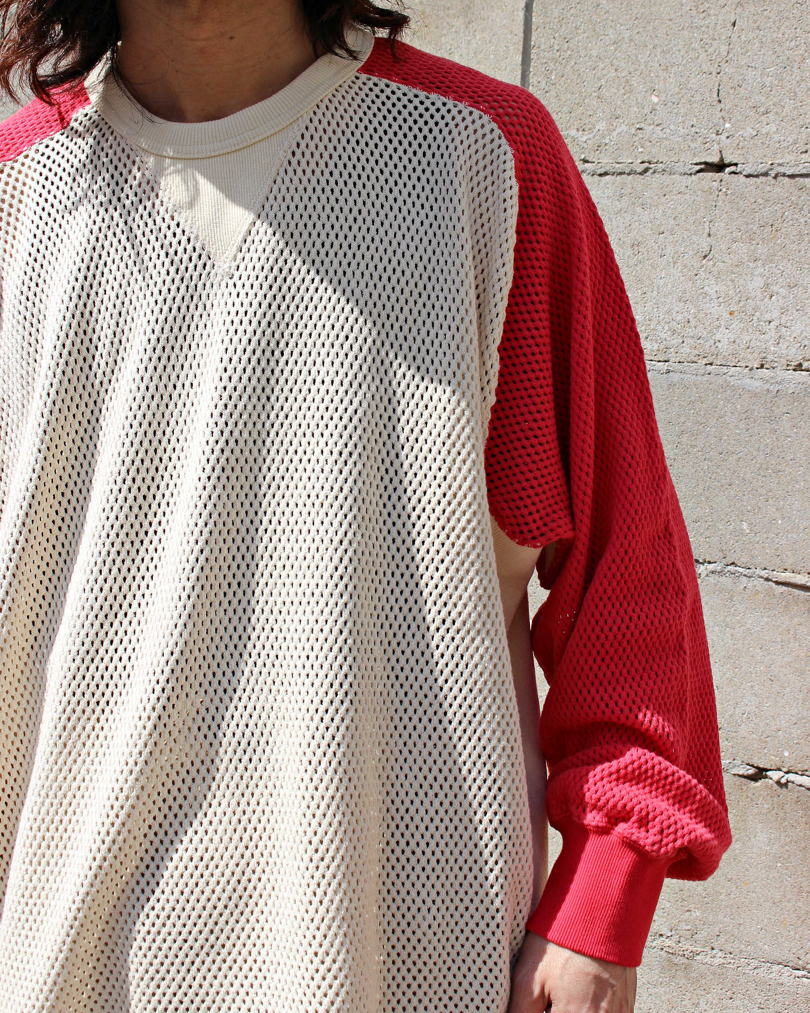 IMPRESTORE インプレストア / Ruker ルーカー | Mesh freedom long t メッシュフリーダムスリーブロンTEE (Natural/Red ナチュラルレッド)