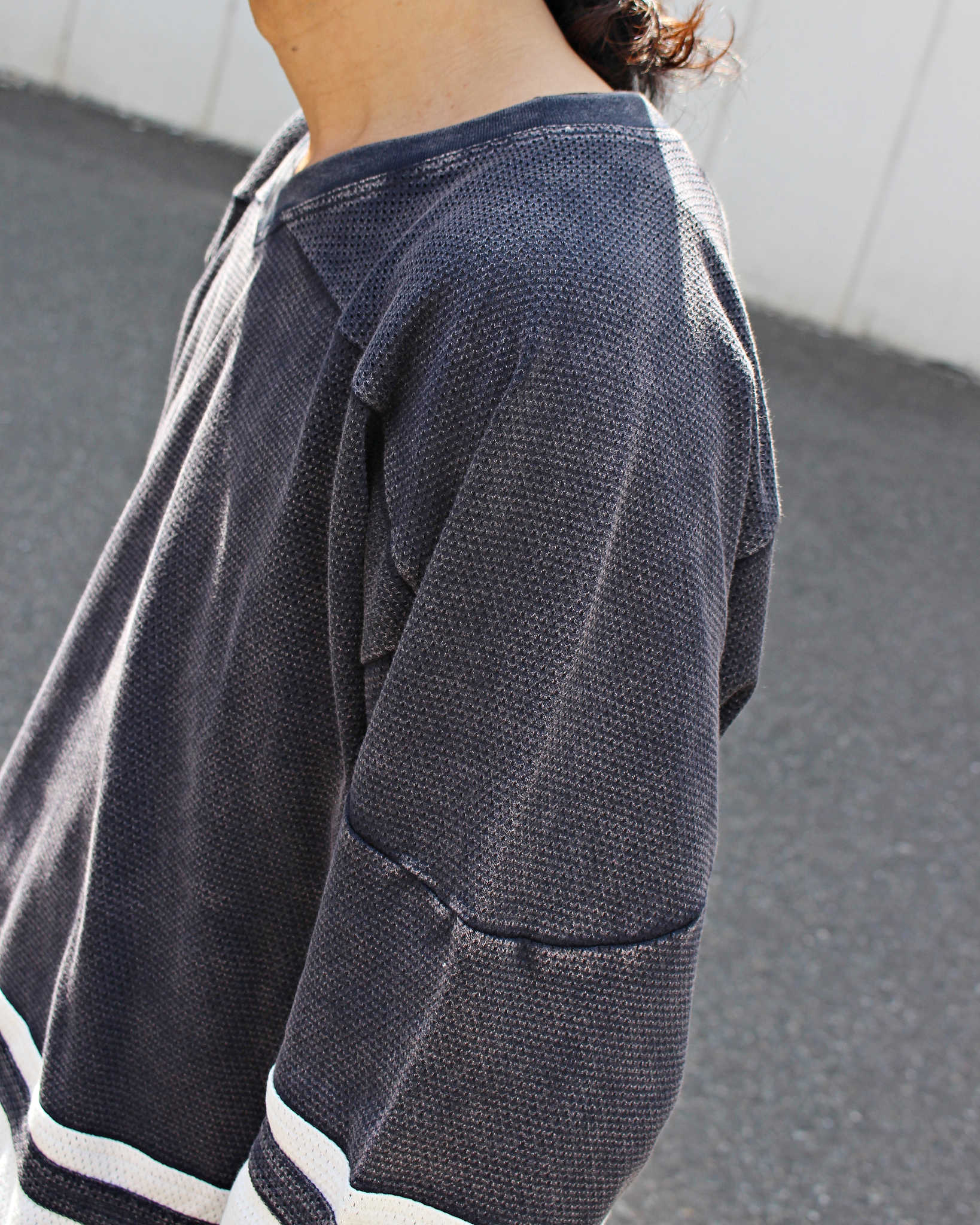 IMPRESTORE インプレストア / Duke-mesh t-cloth V.D デューク | Hokey V-neck ホッケーVネック (faded Navy フェイデットネイビー)