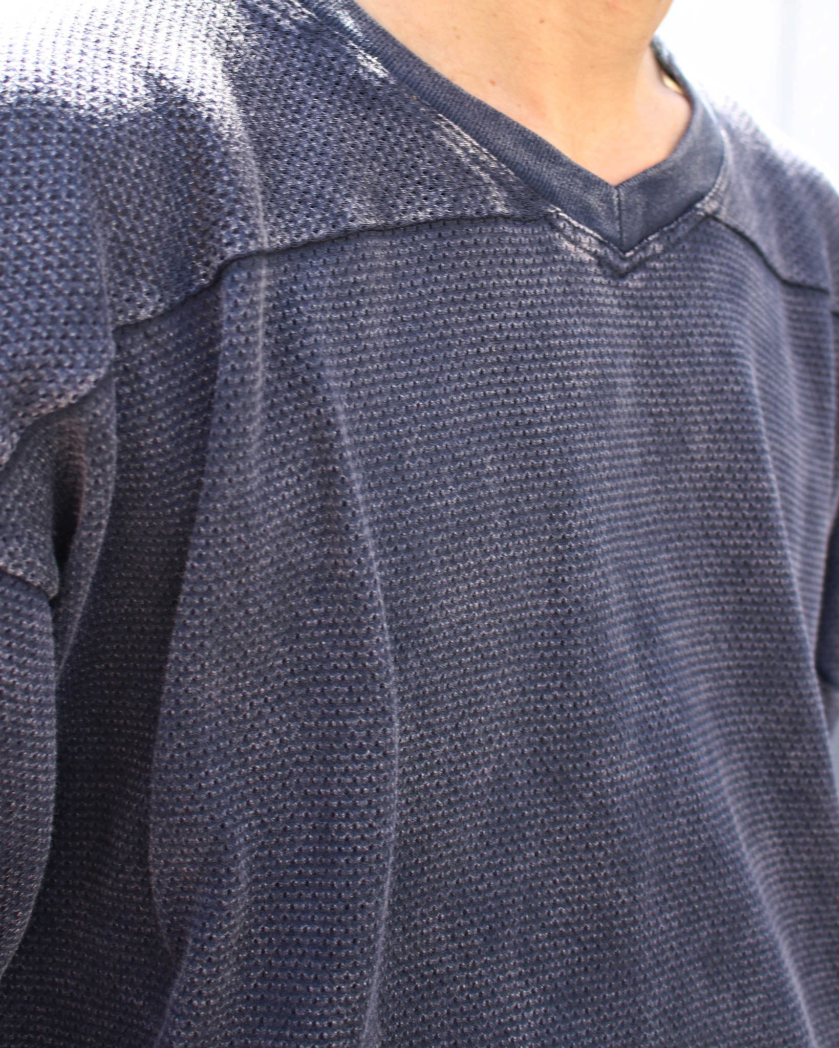 IMPRESTORE インプレストア / Duke-mesh t-cloth V.D デューク | Hokey V-neck ホッケーVネック (faded Navy フェイデットネイビー)