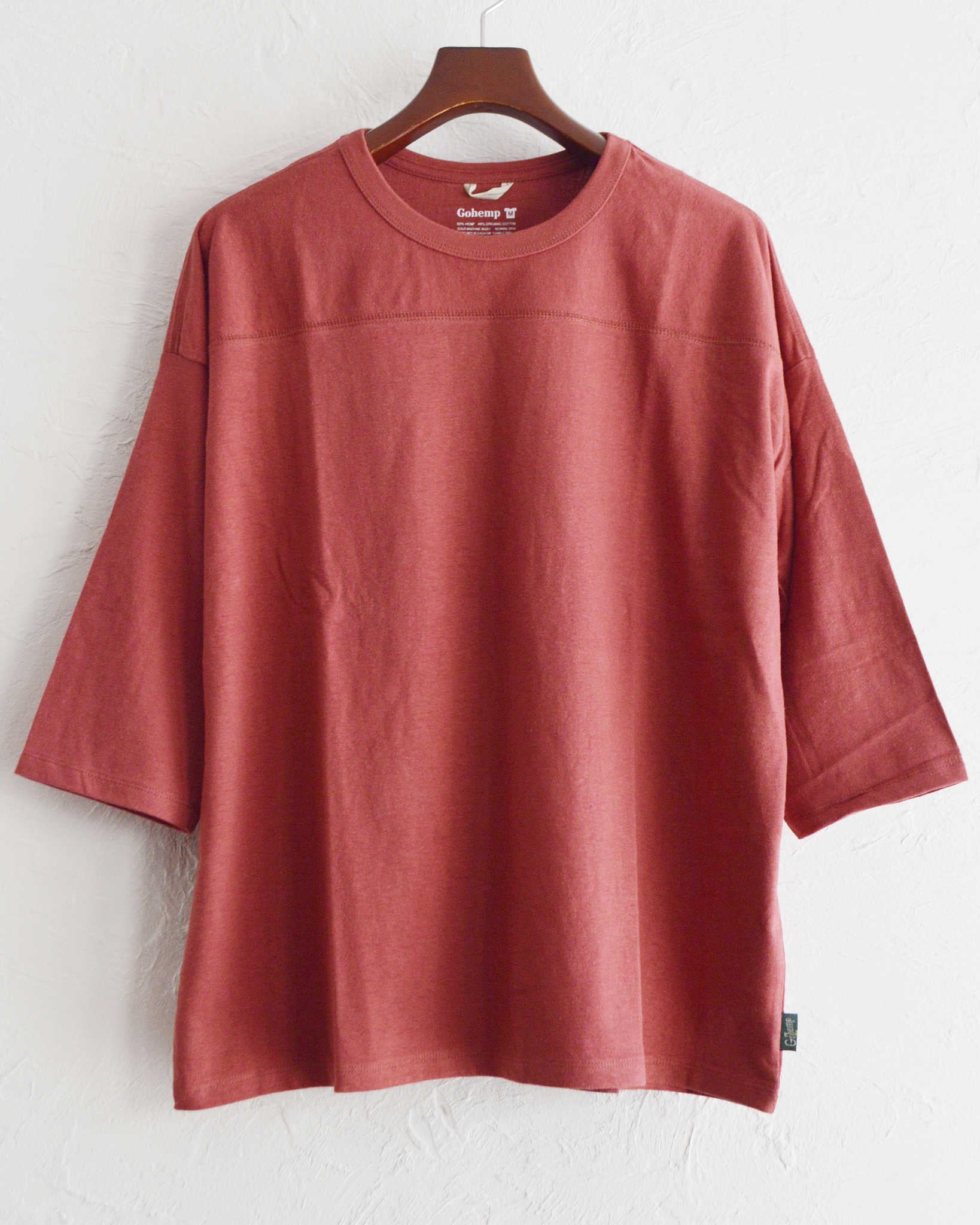 GOHEMP ゴーヘンプ / WIDE FOOTBALL TEE ワイドフットボールTEE (CHERRY RED チェリーレッド)