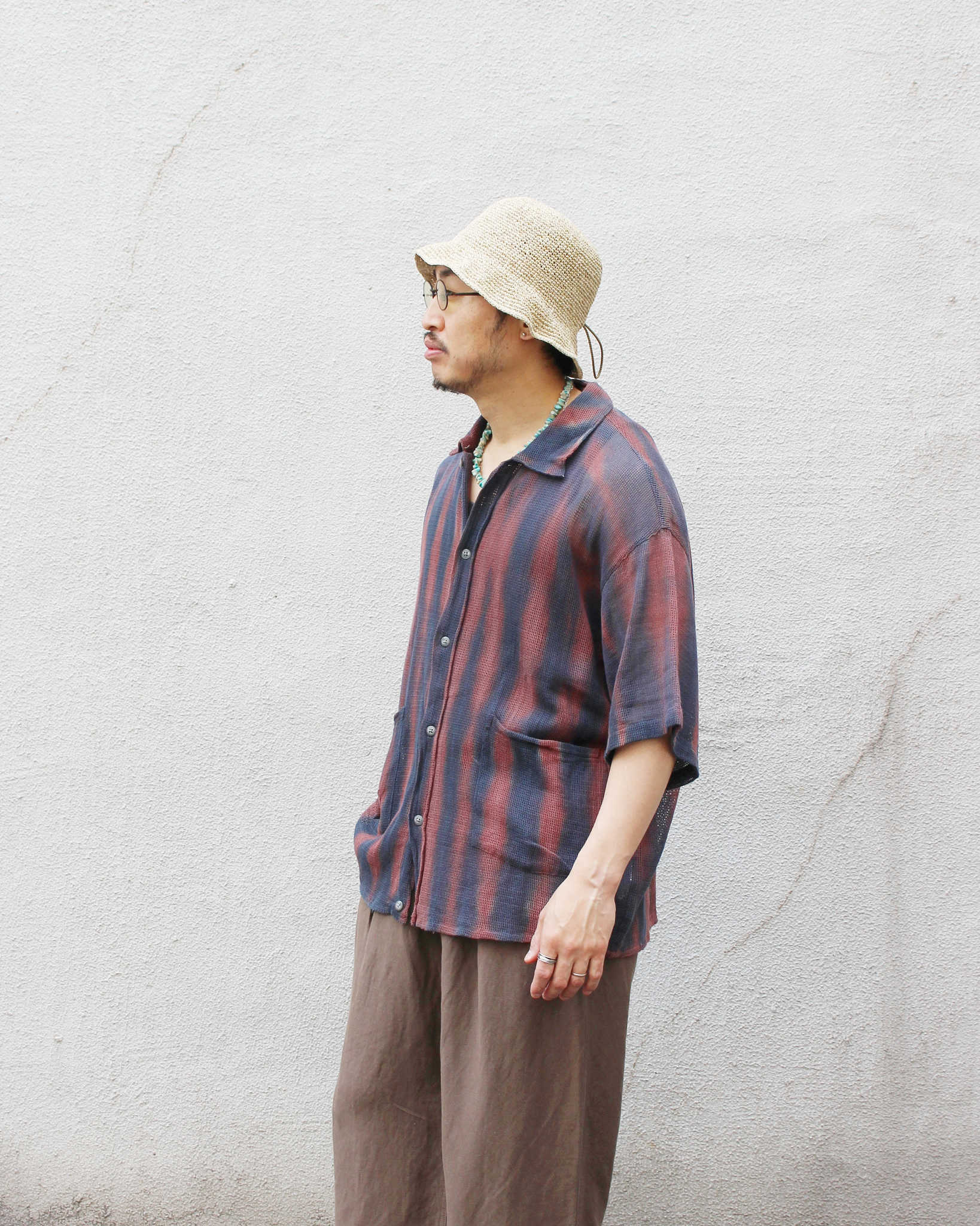 Nasngwam.×JAVARA ナスングワム ジャバラ / MOONLIGHT S/S JACKET ムーンライトショートスリーブジャケット (STRIPE ストライプ)