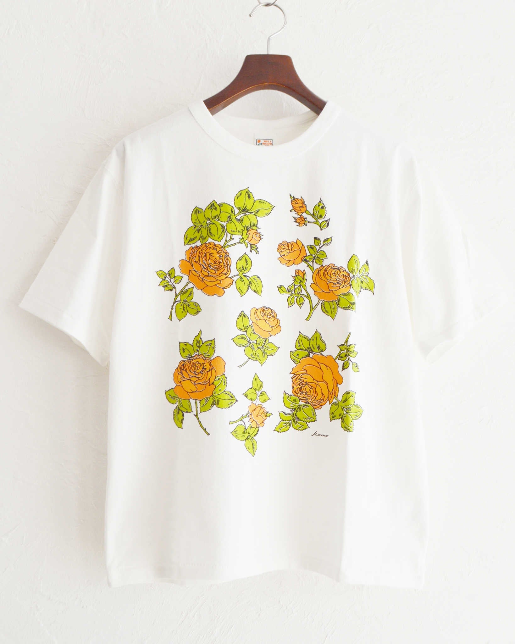 HAVE A GRATEFUL DAY ハブアグレイトフルデイ / T-SHIRT -SO MANY ROSES ティーシャツソーメニーローズ (WHITE/ORANGE ホワイトオレンジ)