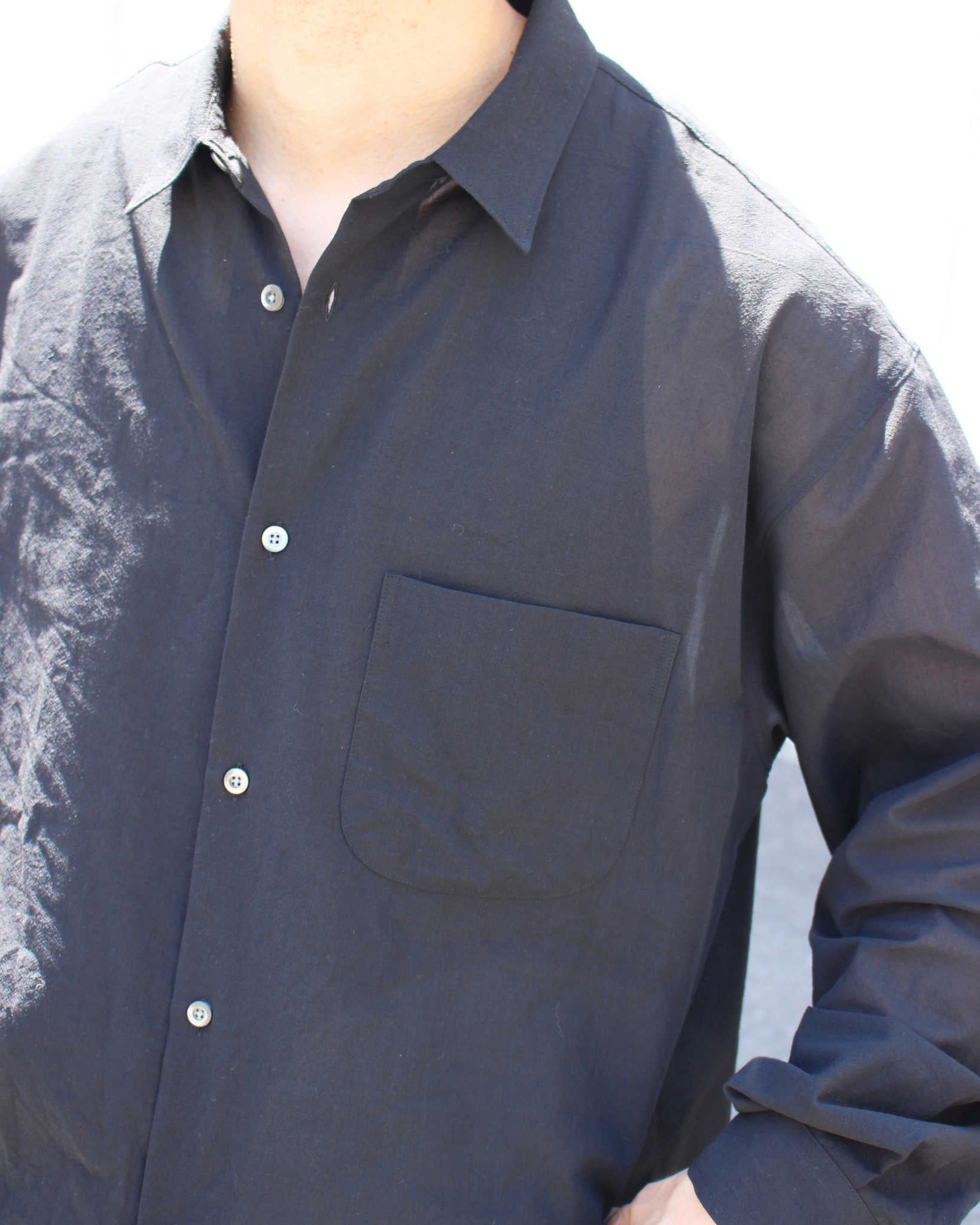 LAMOND ラモンド / VOILE LAWN SHIRTS JACKET ボイルローンシャツジャケト (BLACK ブラック)