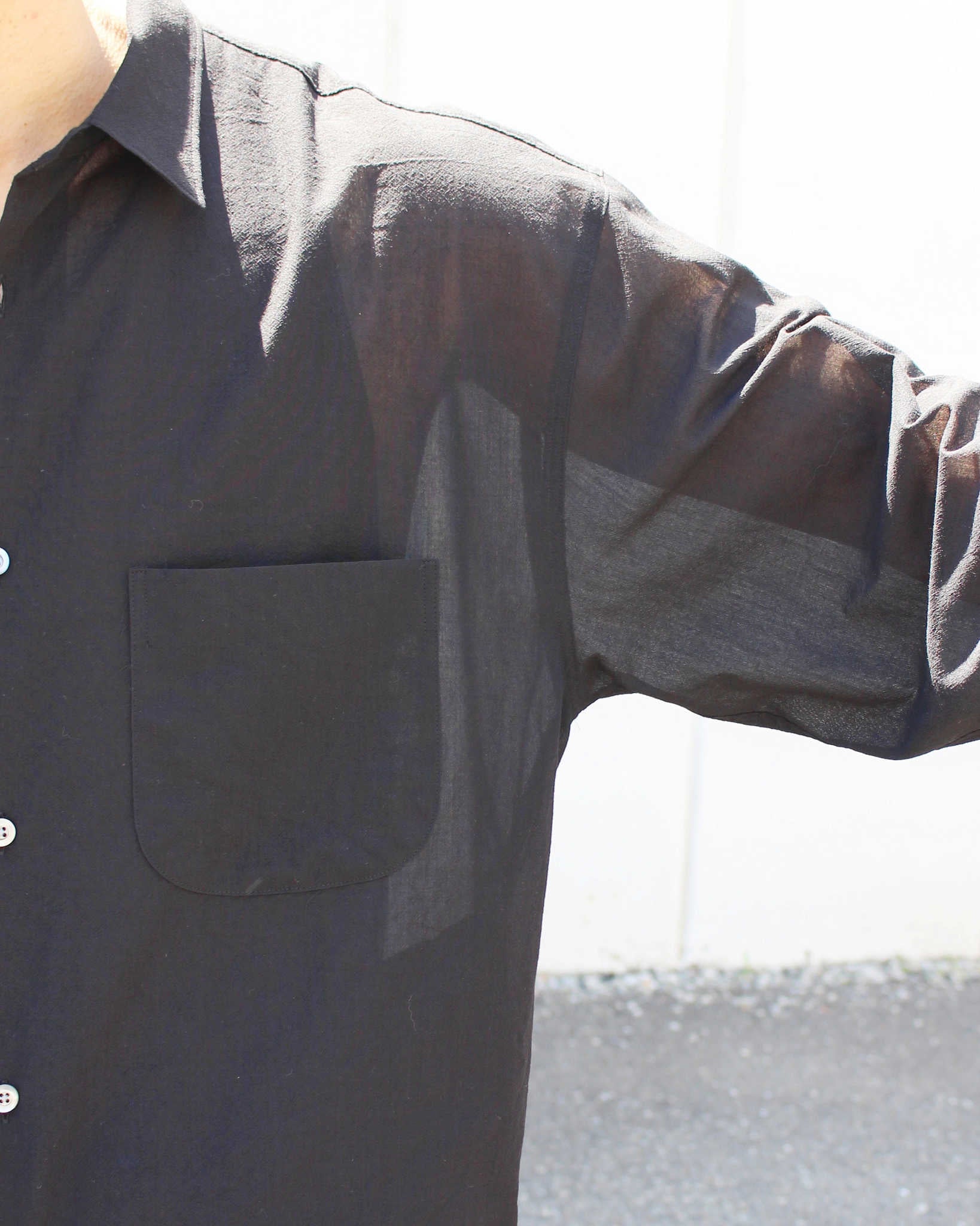 LAMOND ラモンド / VOILE LAWN SHIRTS JACKET ボイルローンシャツジャケト (BLACK ブラック)