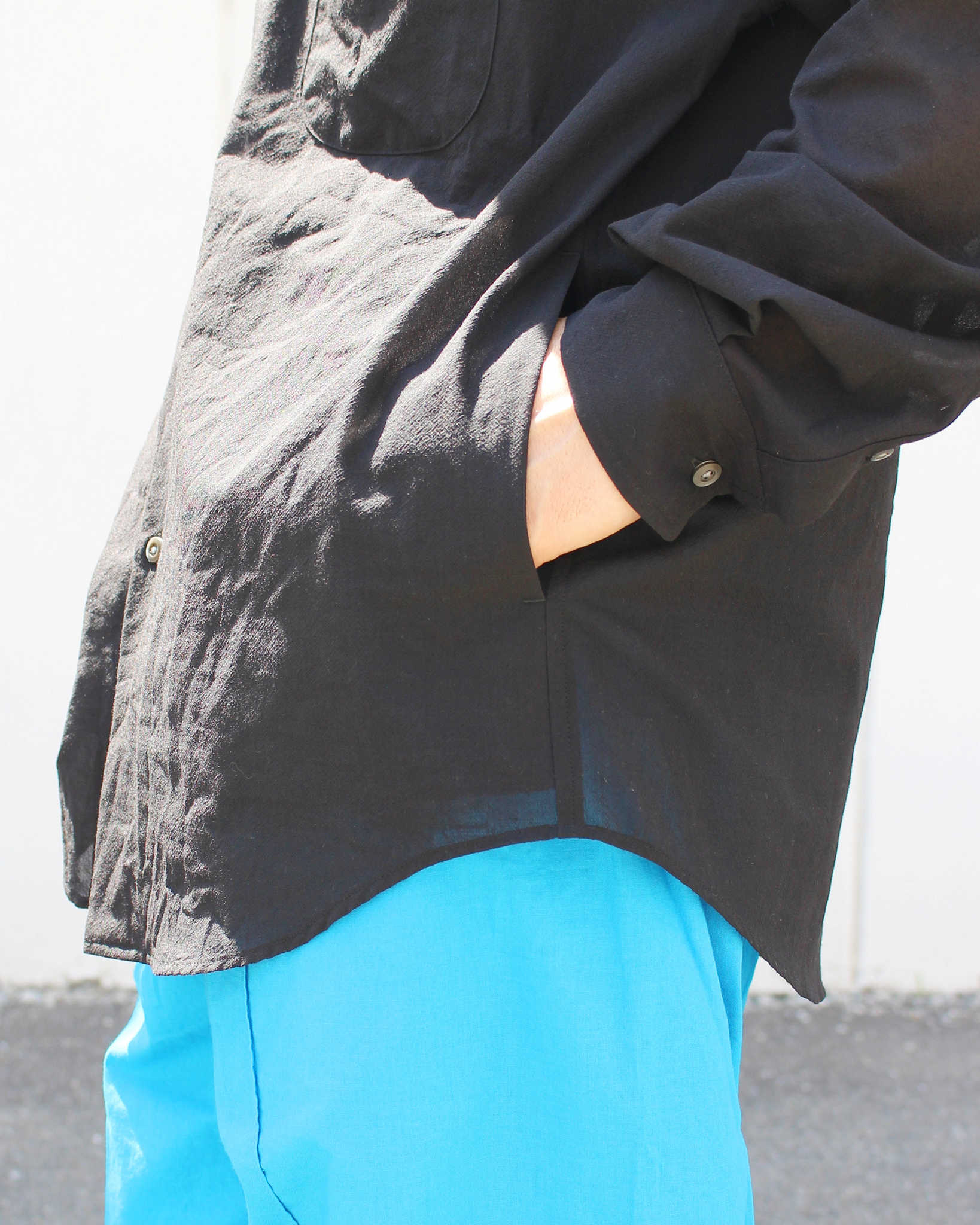LAMOND ラモンド / VOILE LAWN SHIRTS JACKET ボイルローンシャツジャケト (BLACK ブラック)