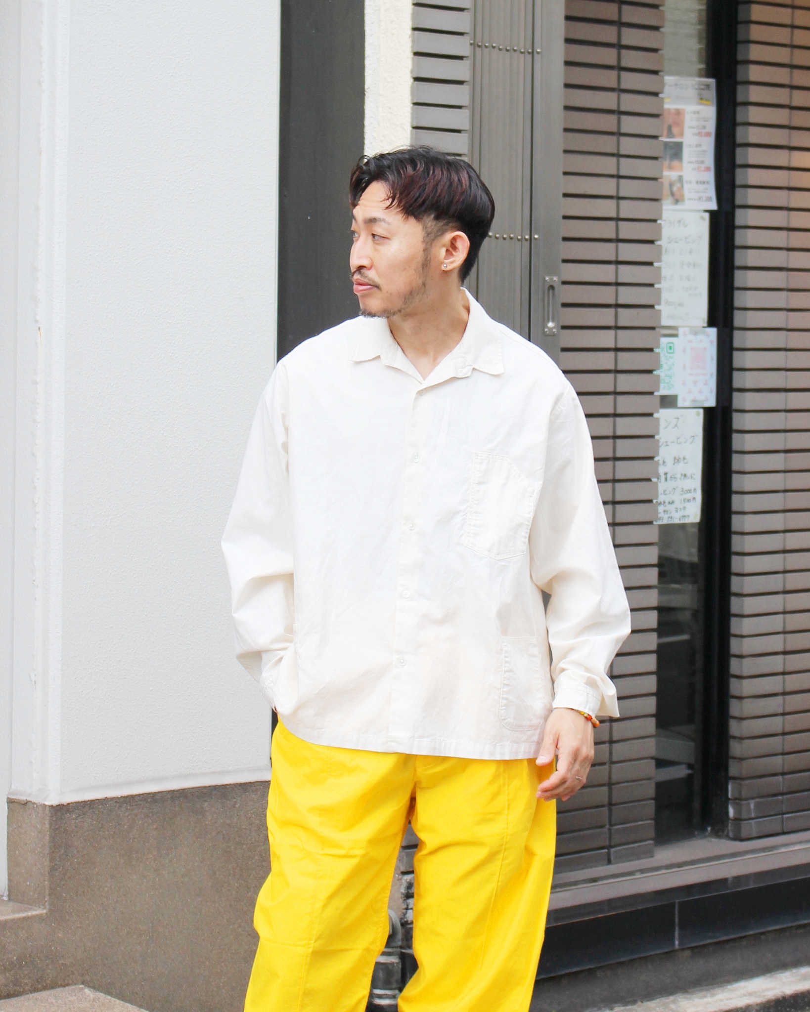 NECESSARY or UNNECESSARY ネセサリーオアアンネセサリー N.O.UN ナウン / WORK SHIRTS ワークシャツ (WHITE ホワイト)