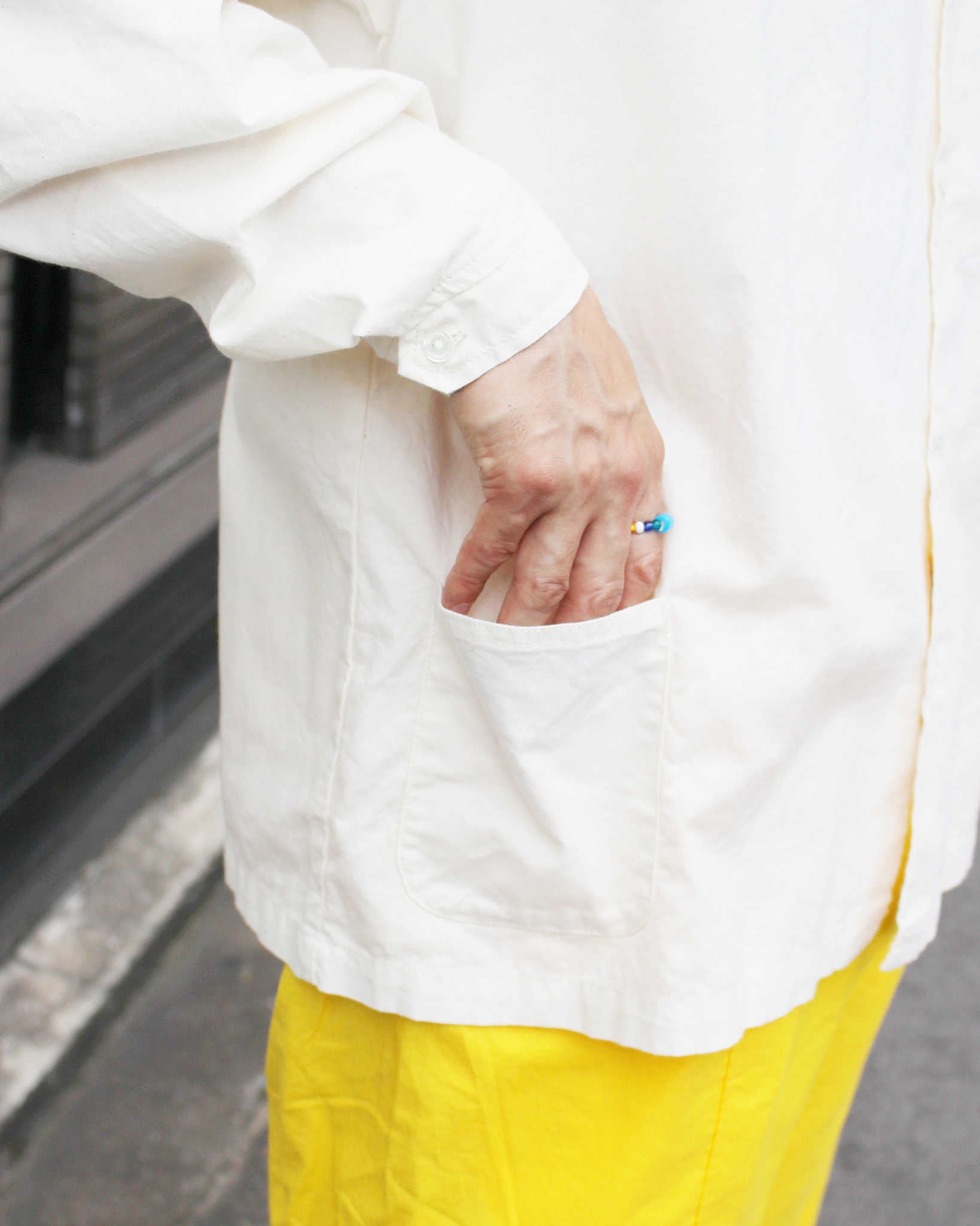 NECESSARY or UNNECESSARY ネセサリーオアアンネセサリー N.O.UN ナウン / WORK SHIRTS ワークシャツ (WHITE ホワイト)