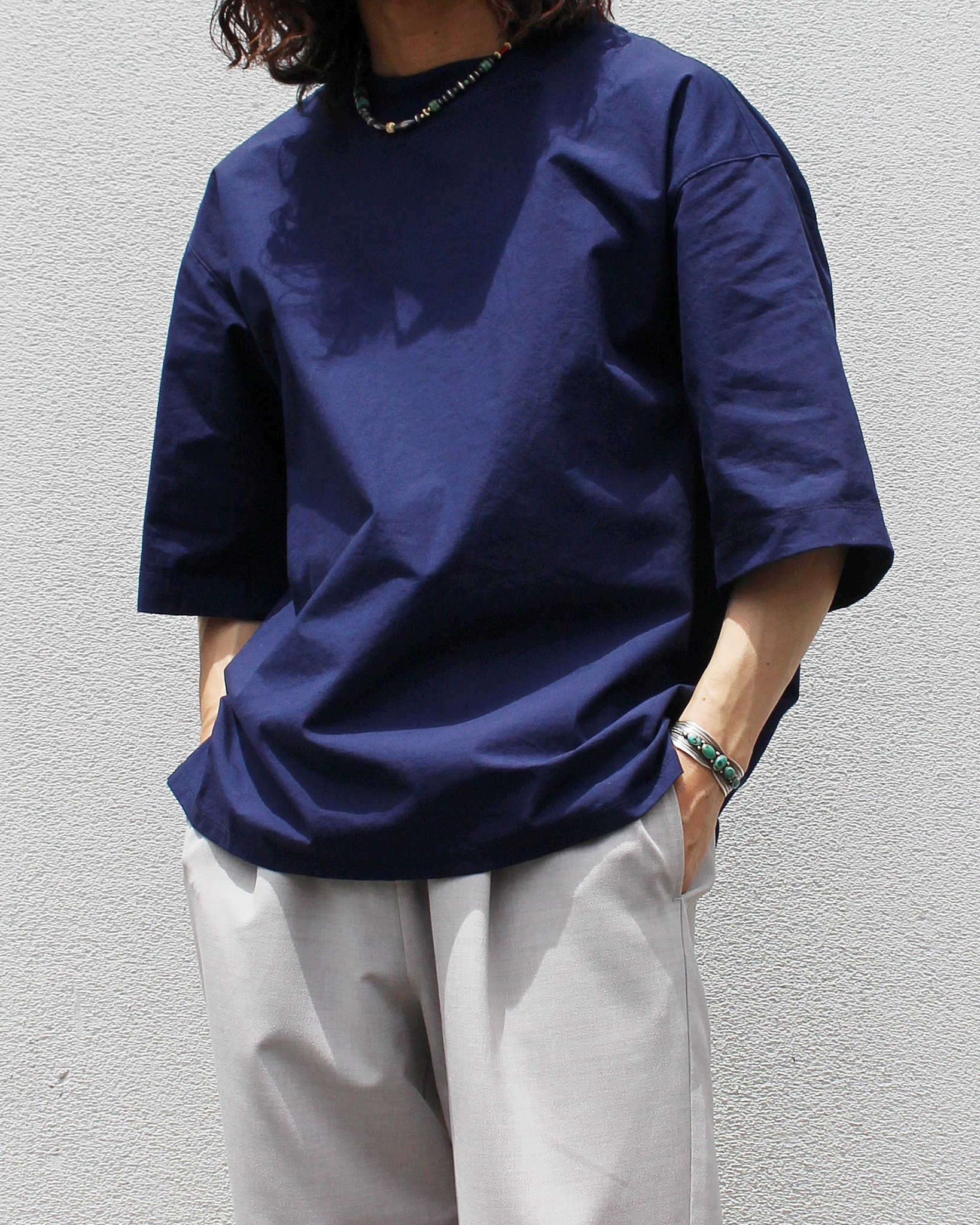 LAMOND ラモンド / ORGANIC COTTON/LINEN TEE オーガニックコットンリネンティー (NAVY ネイビー)