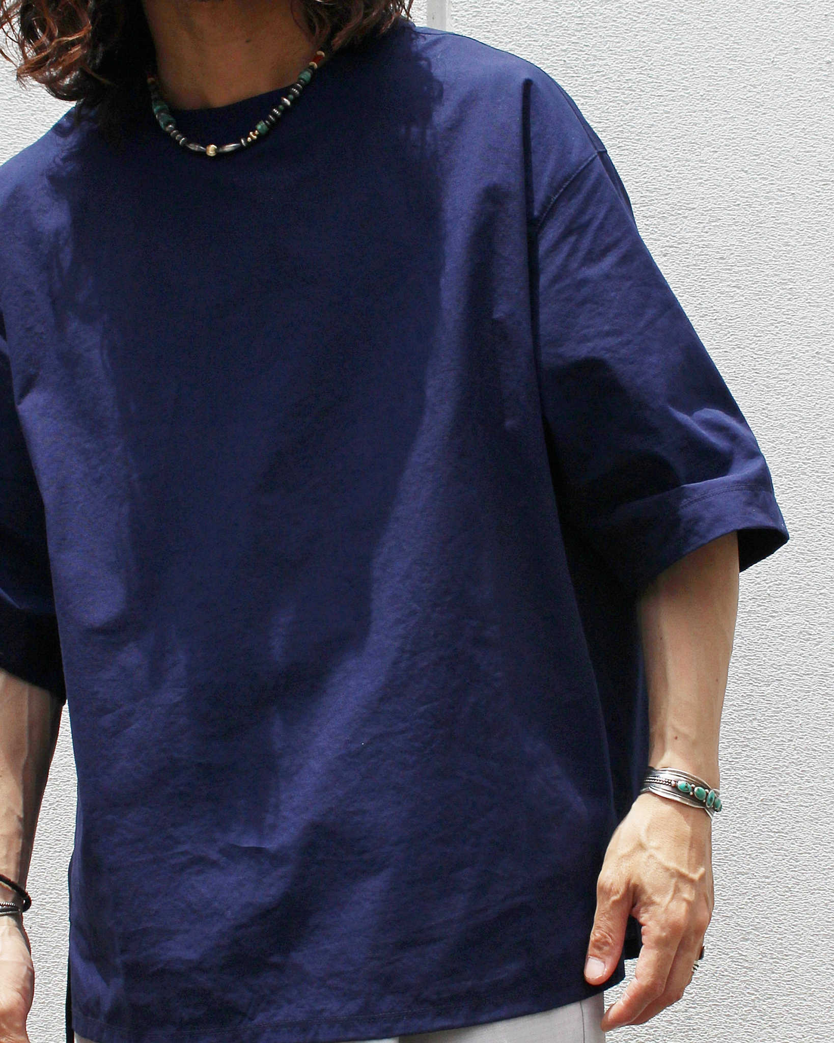 LAMOND ラモンド / ORGANIC COTTON/LINEN TEE オーガニックコットンリネンティー (NAVY ネイビー)