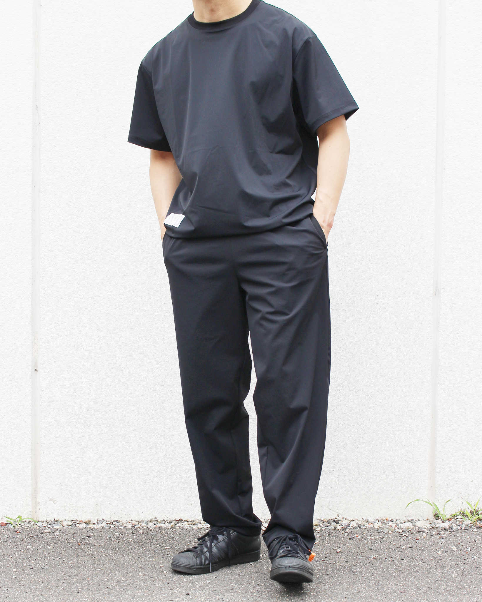 modemdesign モデムデザイン / Functional drawstring tee ファンクショナルドローストリングティー (BLACK ブラック)