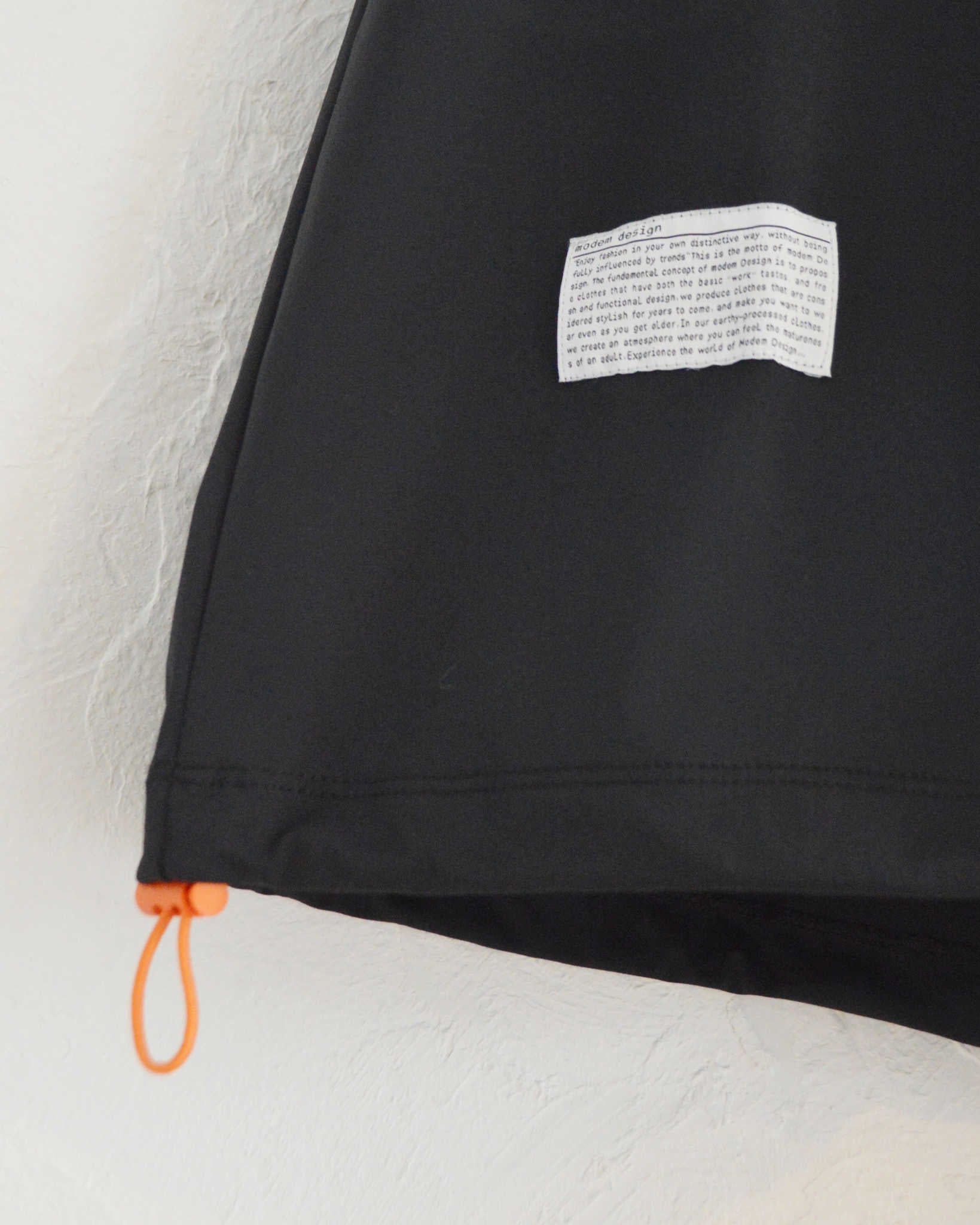 modemdesign モデムデザイン / Functional drawstring tee ファンクショナルドローストリングティー (BLACK ブラック)