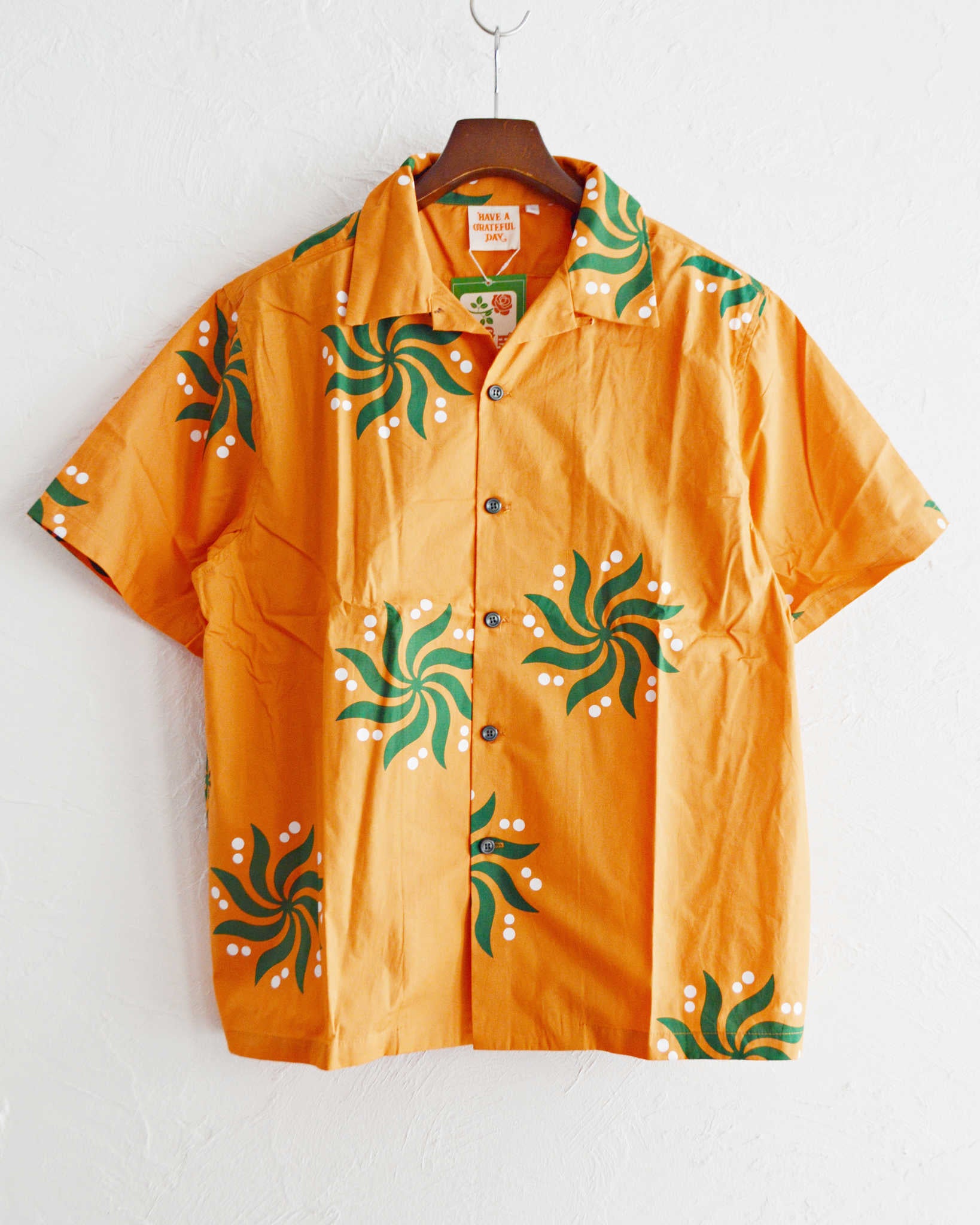 HAVE A GRATEFUL DAY ハブアグレイトフルデイ / S/S SHIRT ショートスリーブシャツ (ORANGE オレンジ)