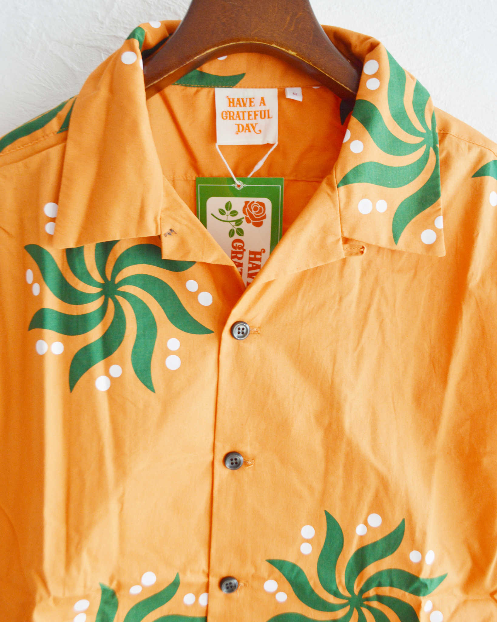 HAVE A GRATEFUL DAY ハブアグレイトフルデイ / S/S SHIRT ショートスリーブシャツ (ORANGE オレンジ)