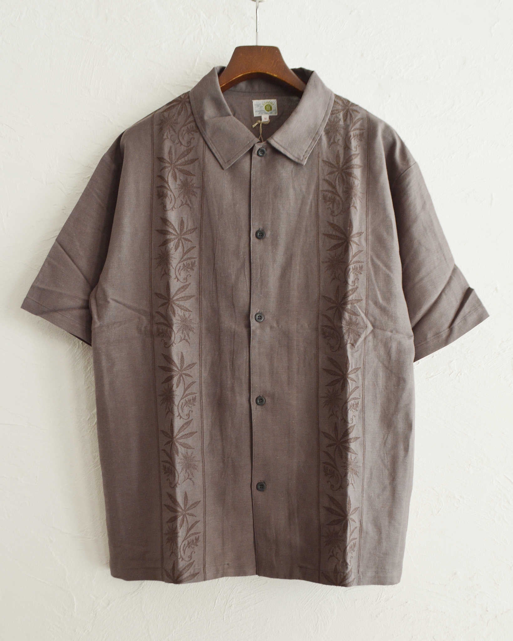 GOHEMP ゴーヘンプ / YURURI EMB SHIRTS ユルリエンブシャツ (STONE GRAY ストーングレー)