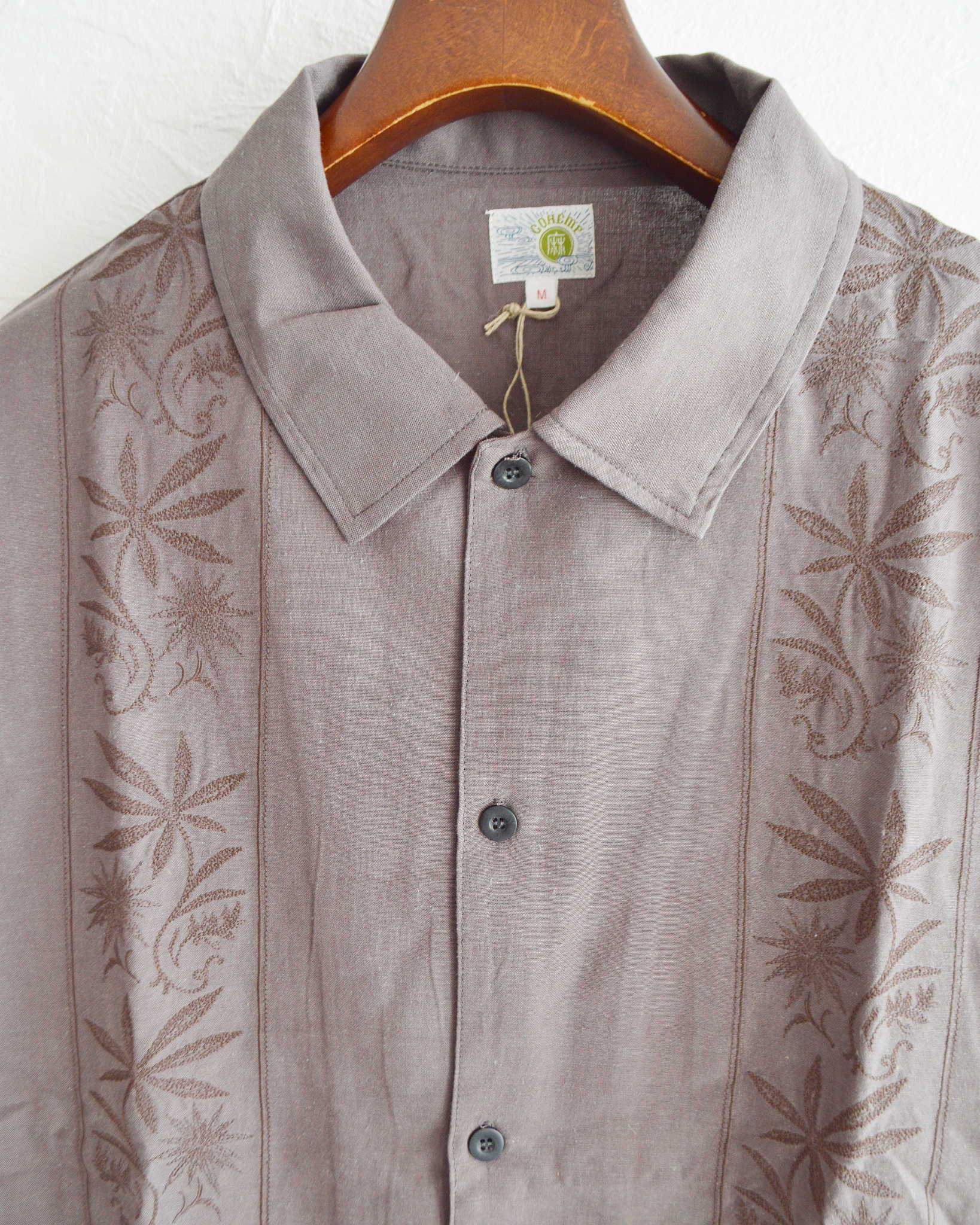 GOHEMP ゴーヘンプ / YURURI EMB SHIRTS ユルリエンブシャツ (STONE GRAY ストーングレー)