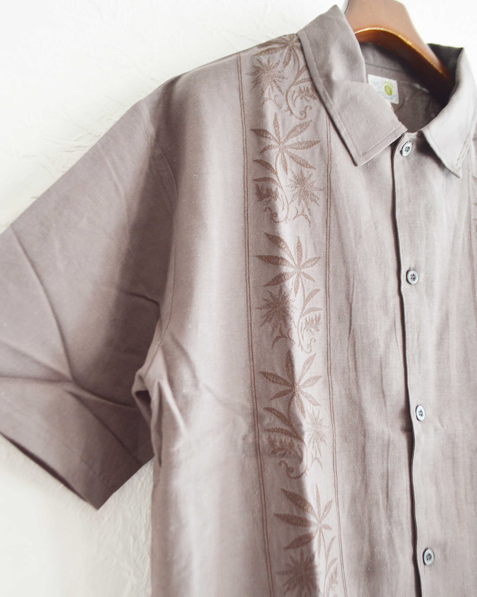 GOHEMP ゴーヘンプ / YURURI EMB SHIRTS ユルリエンブシャツ (STONE GRAY ストーングレー)