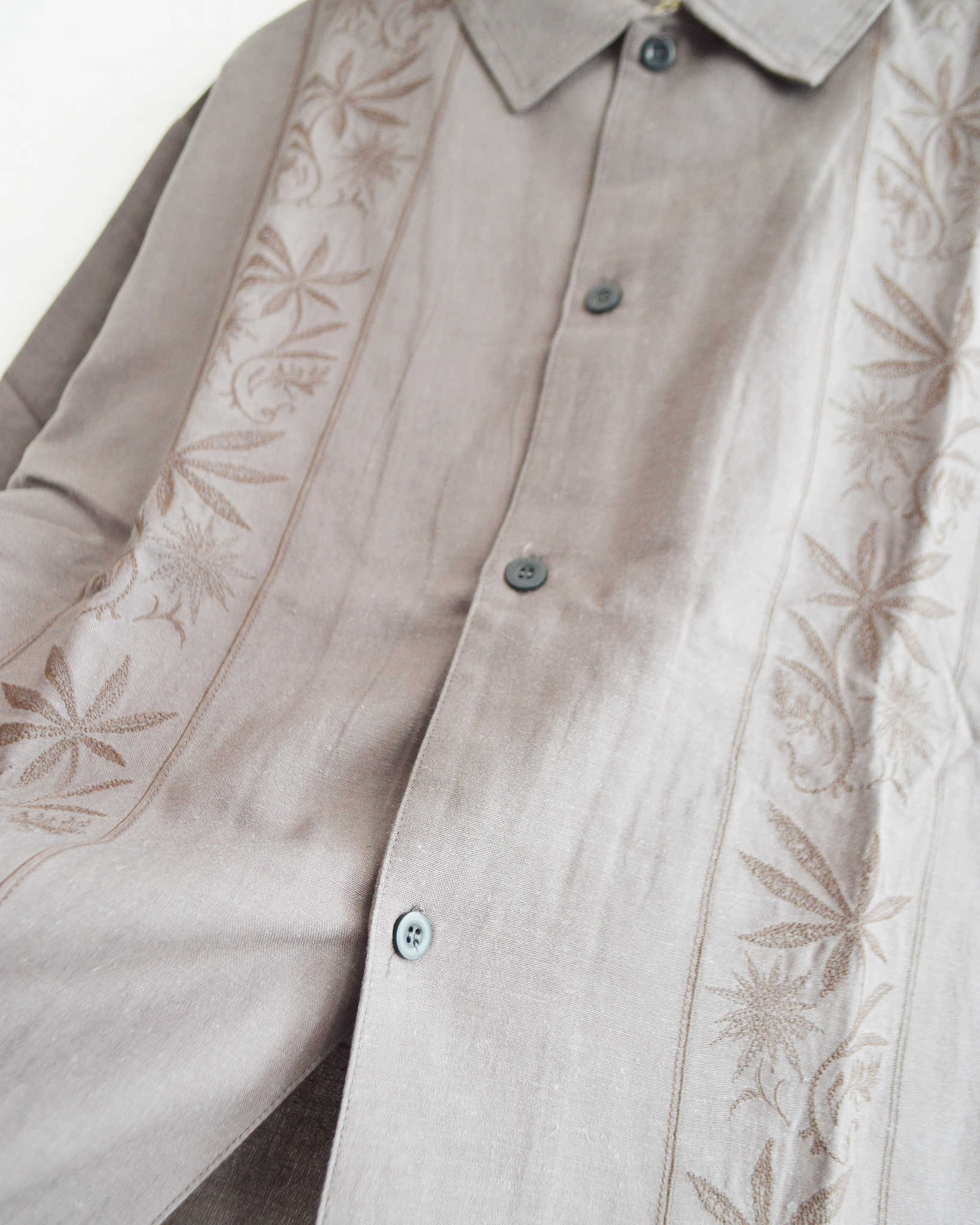 GOHEMP ゴーヘンプ / YURURI EMB SHIRTS ユルリエンブシャツ (STONE GRAY ストーングレー)