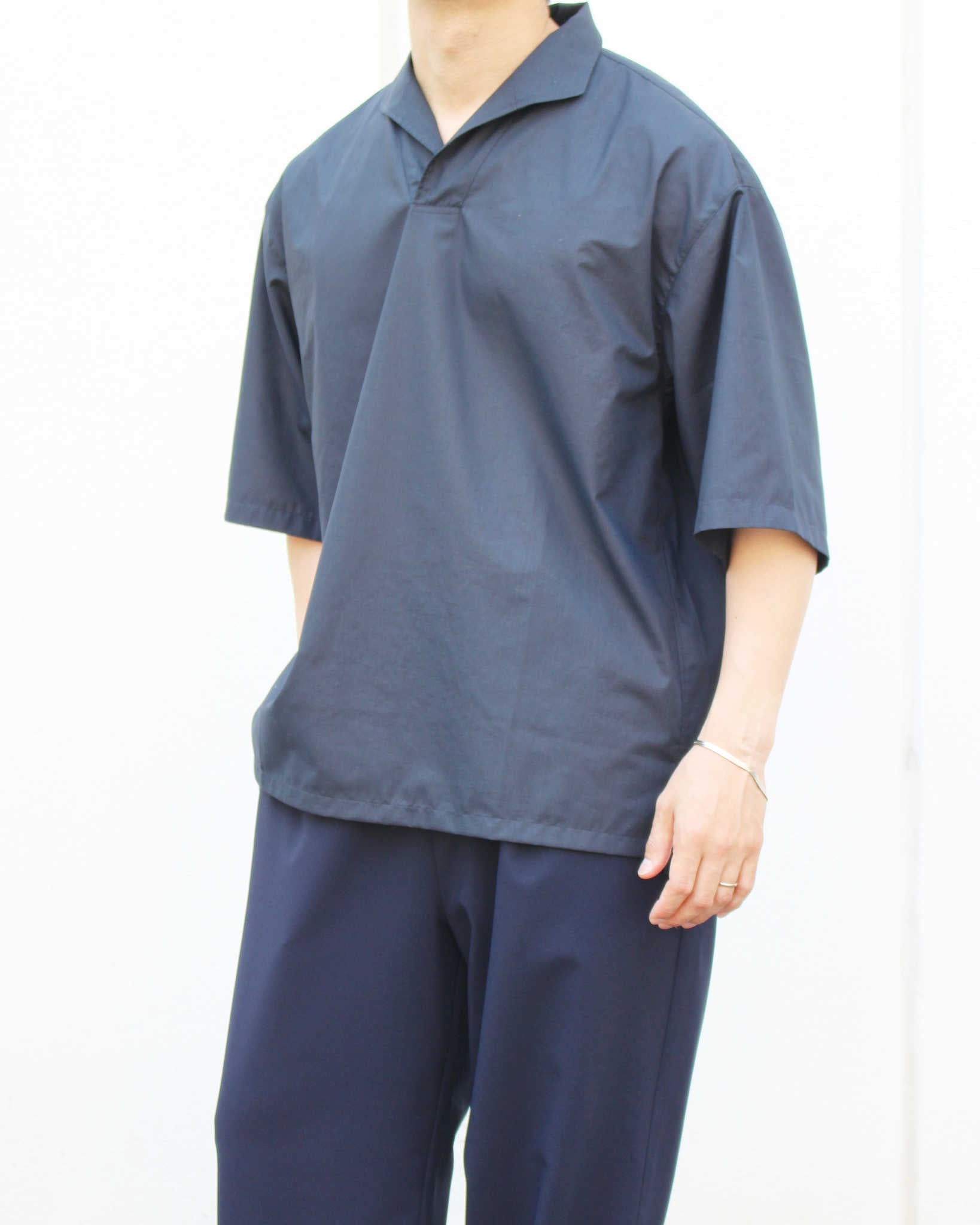 LAMOND ラモンド / LAWN SKIPPER SHIRTS ローンスキッパーシャツ (NAVY BLACK ネイビーブラック)