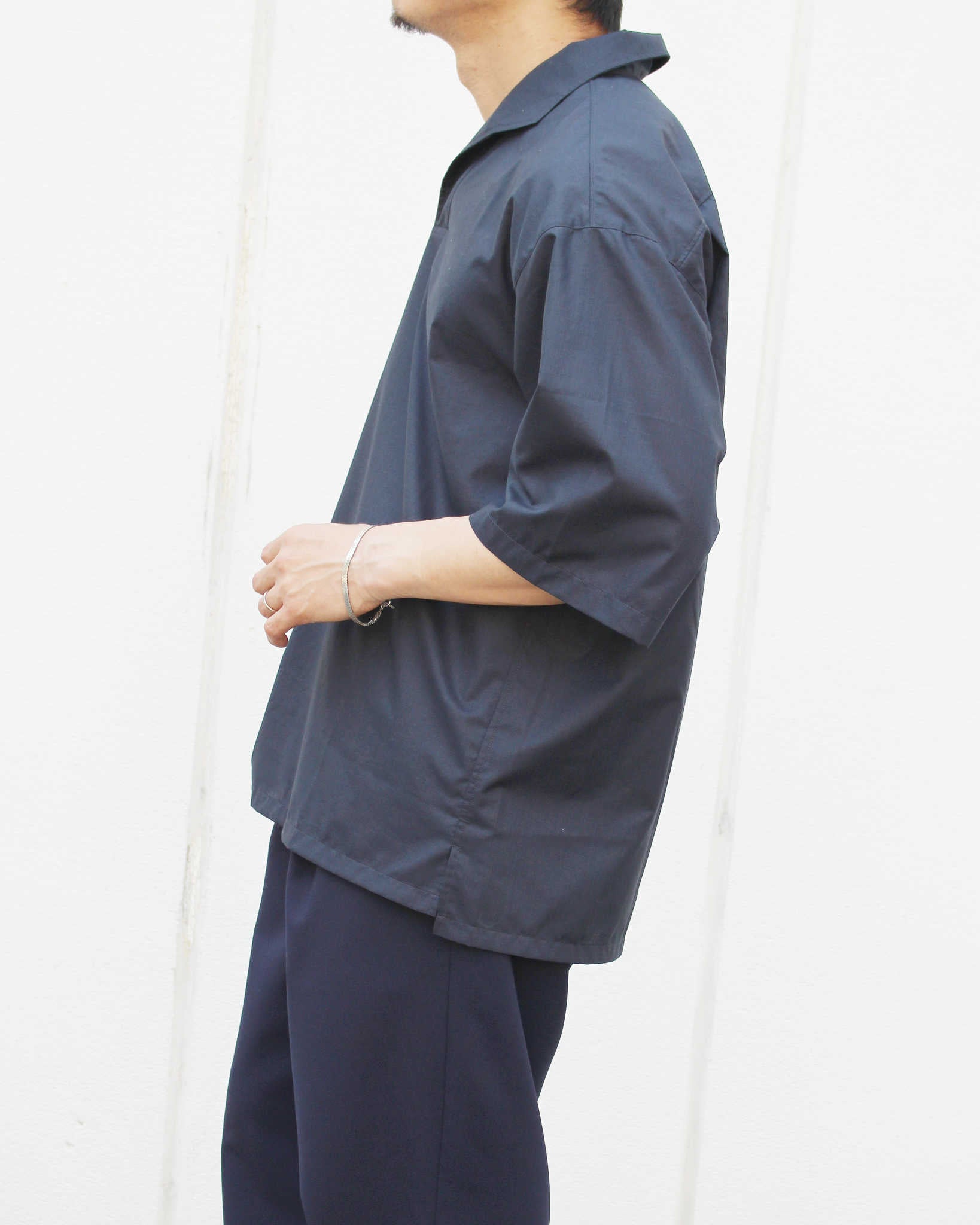 LAMOND ラモンド / LAWN SKIPPER SHIRTS ローンスキッパーシャツ (NAVY BLACK ネイビーブラック)