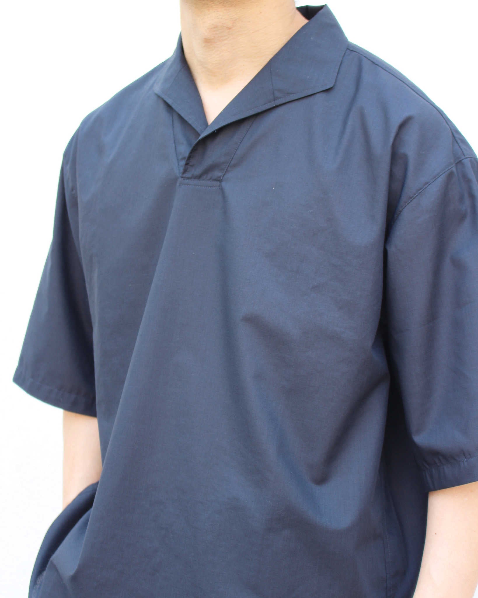 LAMOND ラモンド / LAWN SKIPPER SHIRTS ローンスキッパーシャツ (NAVY BLACK ネイビーブラック)