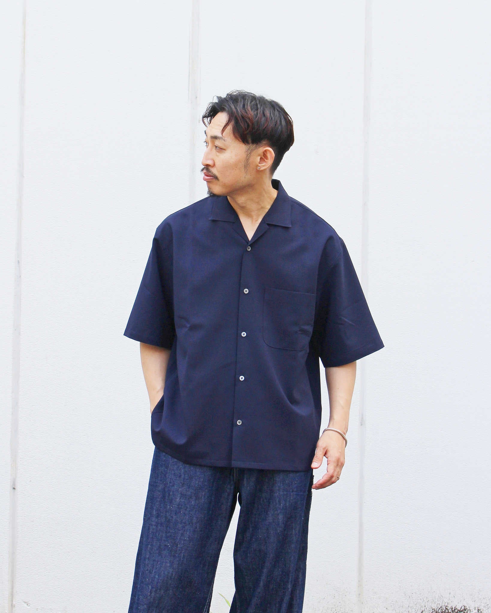LAMOND ラモンド / SHARI SHIRTS シャリシャツ (NAVY BLACK ネイビーブラック)