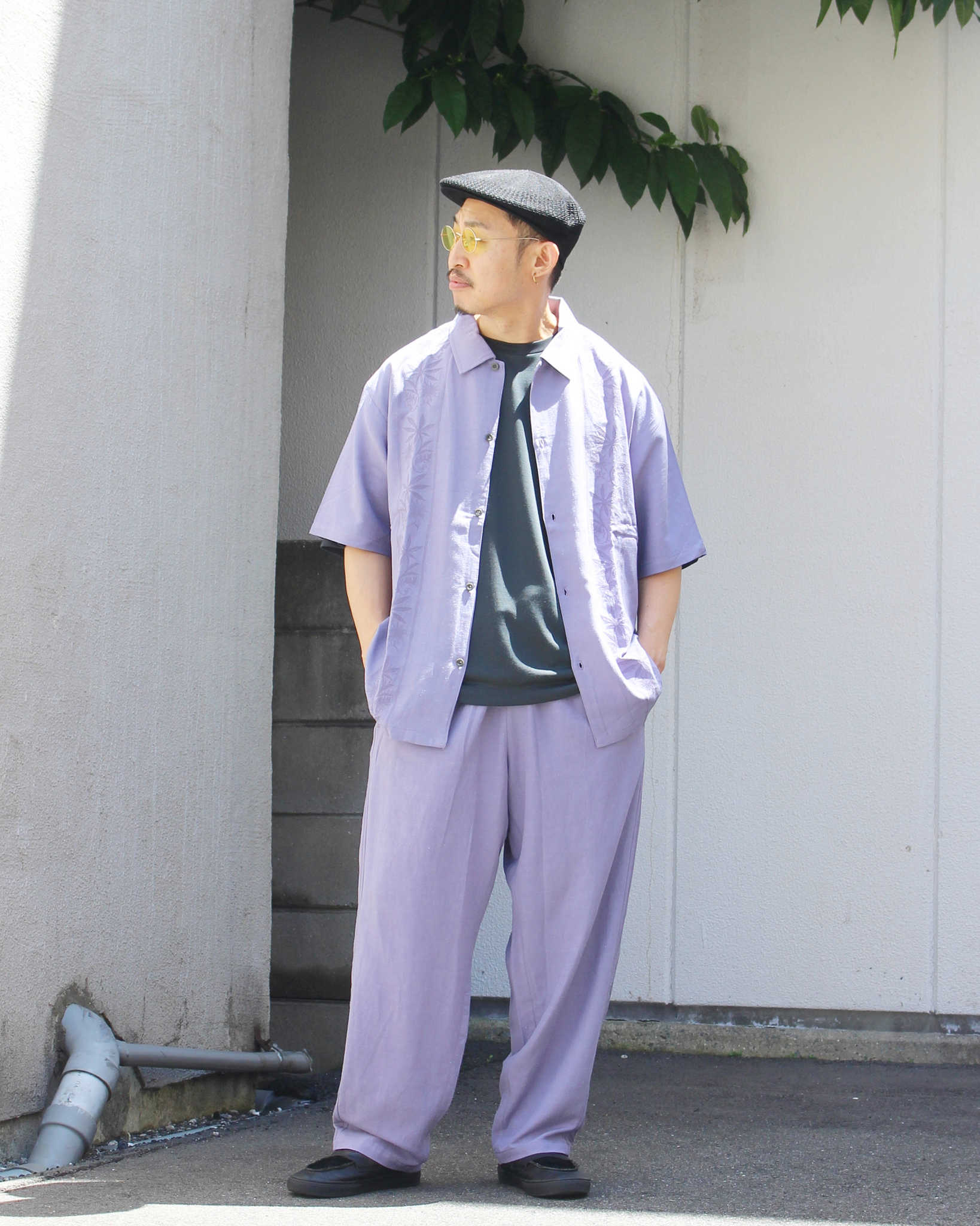 GOHEMP ゴーヘンプ / YURURI EMB SHIRTS ユルリエンブシャツ (HELLO BLUE ハローブルー)