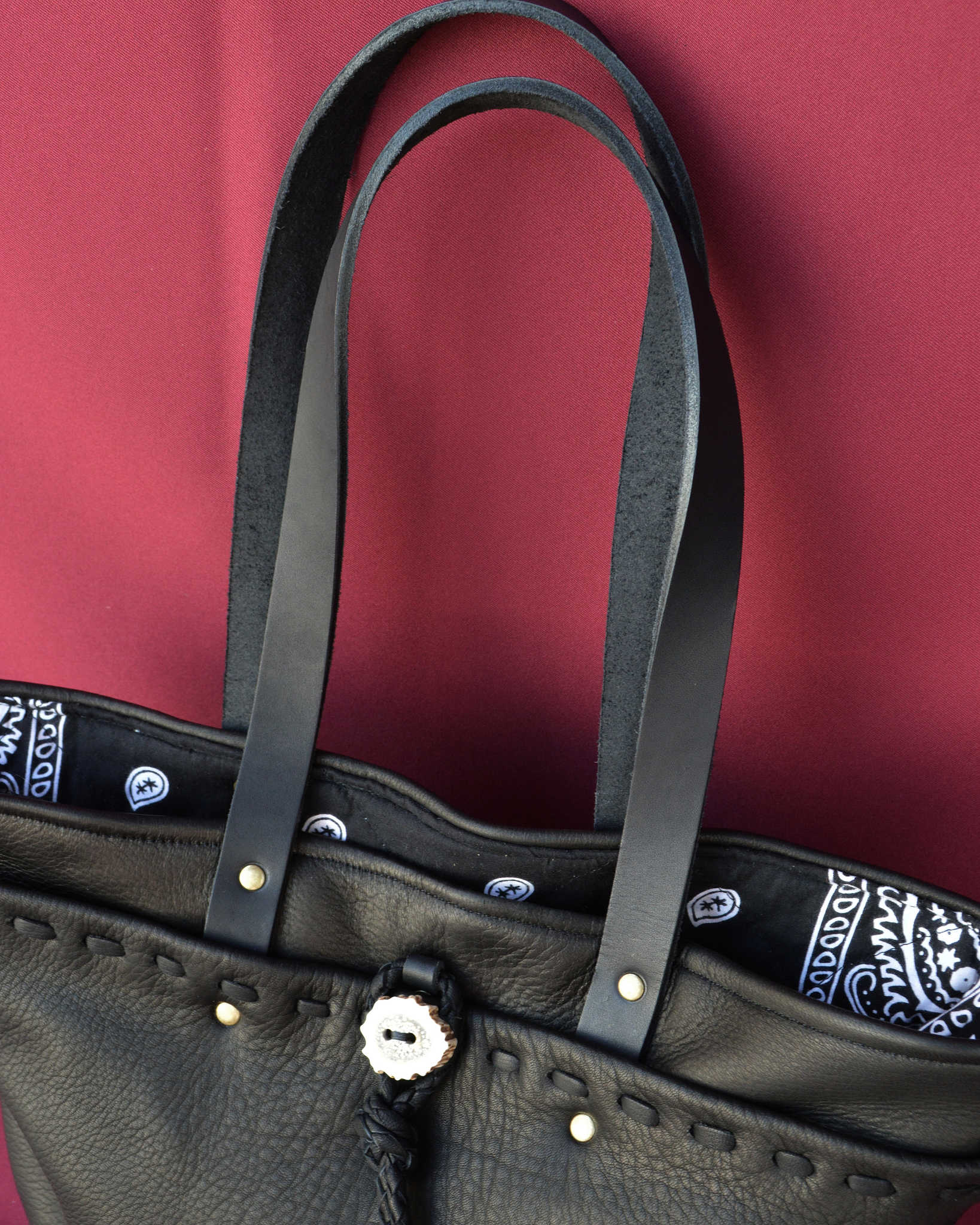 Nasngwam.×EARLYMORNINGS ナスングワム アーリーモーニング / DEERSKIN TOTE BAG ディアスキントートバッグ (BLACK ブラック)