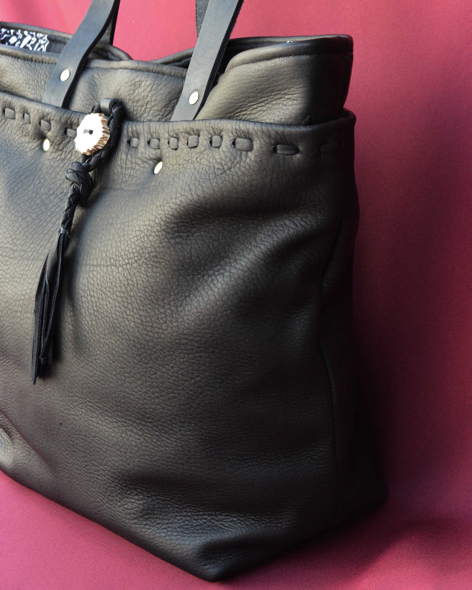 Nasngwam.×EARLYMORNINGS ナスングワム アーリーモーニング / DEERSKIN TOTE BAG ディアスキントートバッグ (BLACK ブラック)