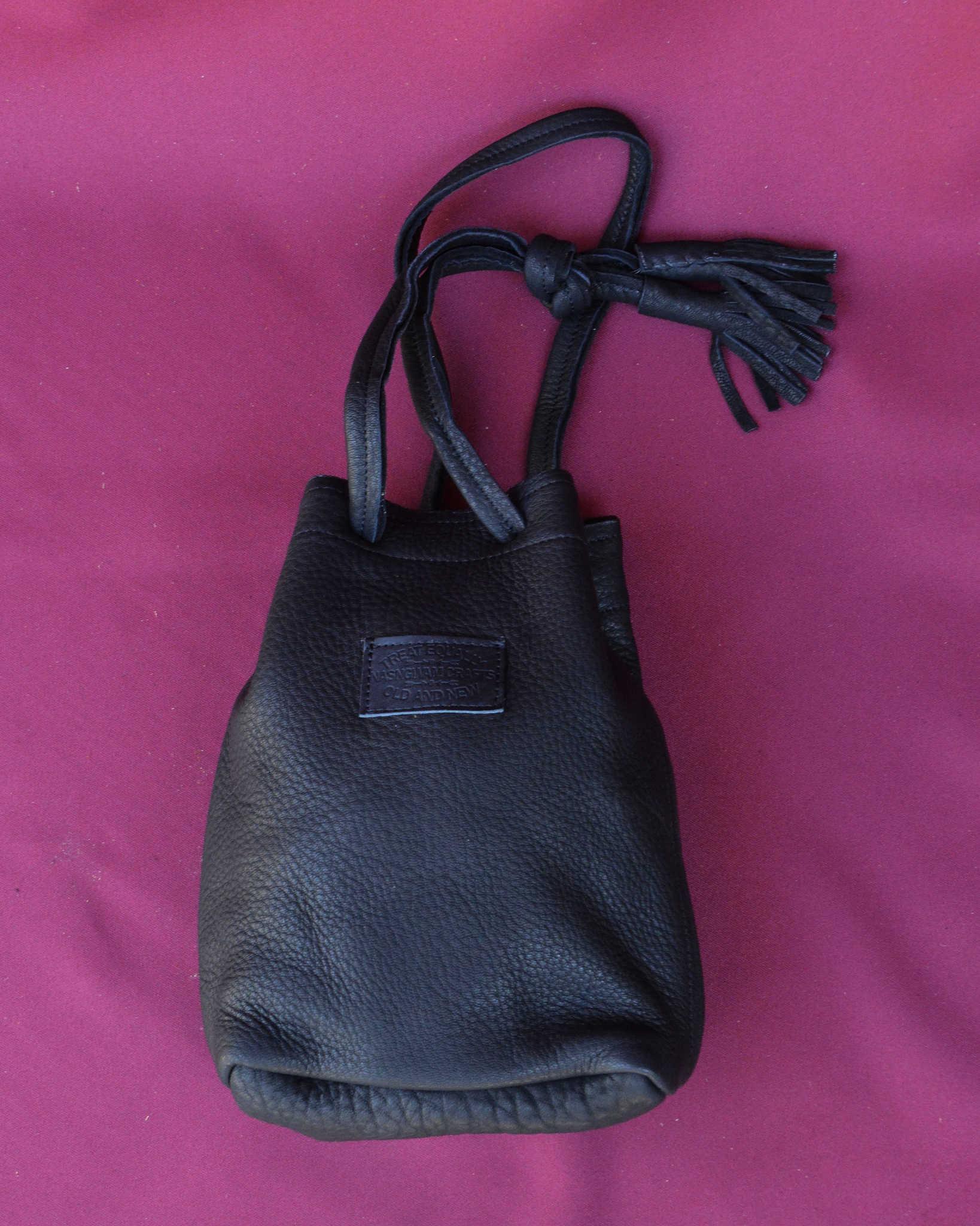 Nasngwam.×EARLYMORNINGS ナスングワム アーリーモーニング / DEERSKIN WHISKY BAG ディアスキンウイスキーバッグ (BLACK ブラック)