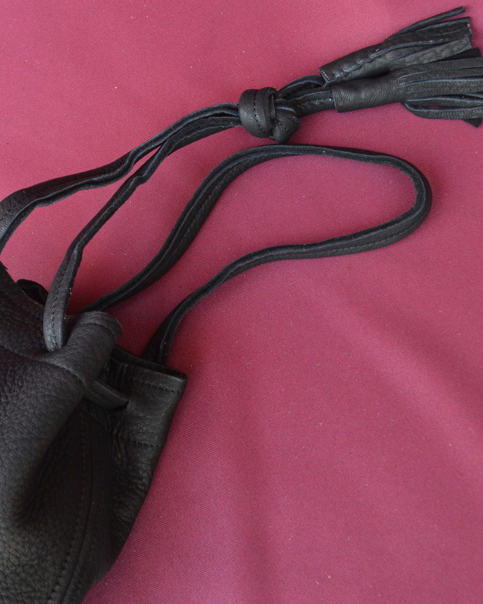 Nasngwam.×EARLYMORNINGS ナスングワム アーリーモーニング / DEERSKIN WHISKY BAG ディアスキンウイスキーバッグ (BLACK ブラック)