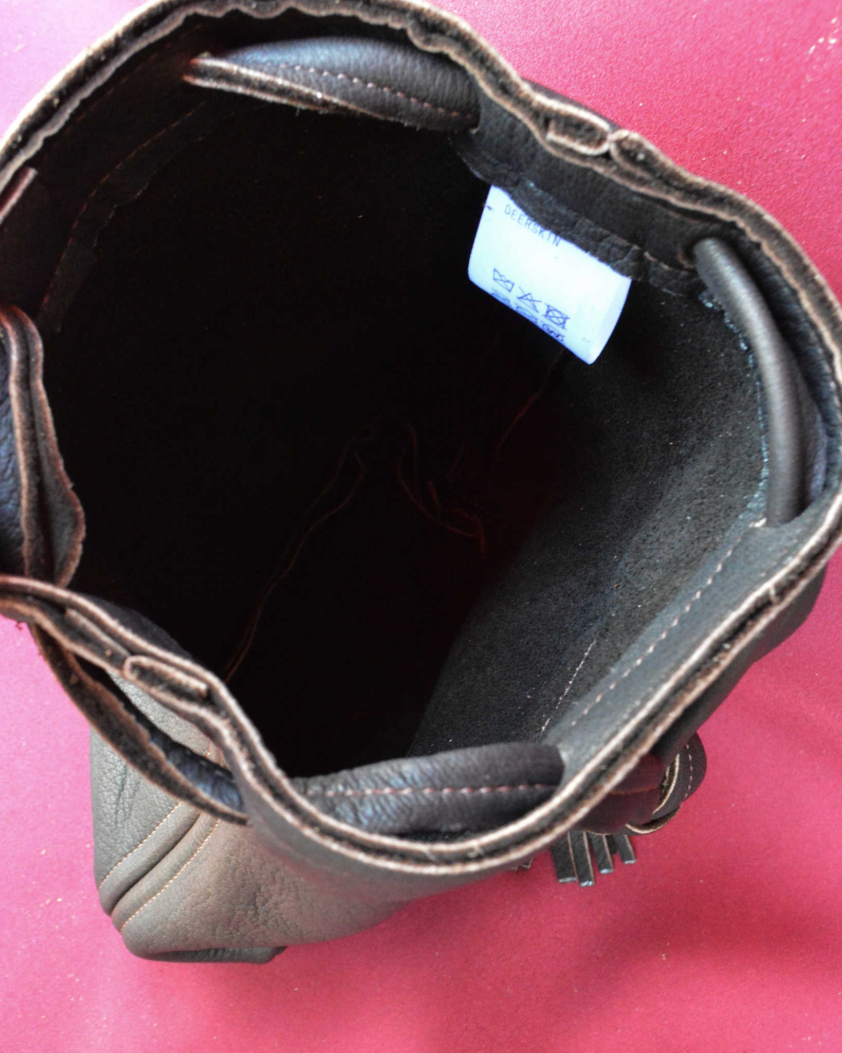 Nasngwam.×EARLYMORNINGS ナスングワム アーリーモーニング / DEERSKIN WHISKY BAG ディアスキンウイスキーバッグ (CHOCOLATE チョコレート)