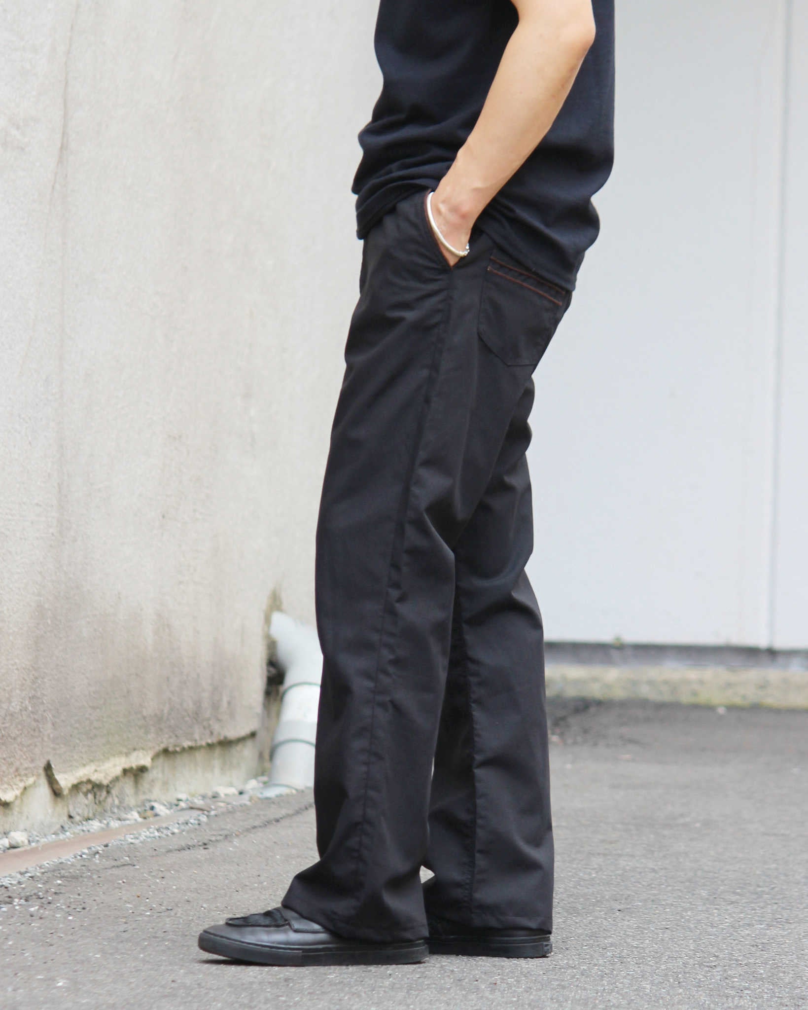 Nasngwam. ナスングワム / 70’s BELL PANTS セブンティーズベルパンツ (BLACK ブラック)