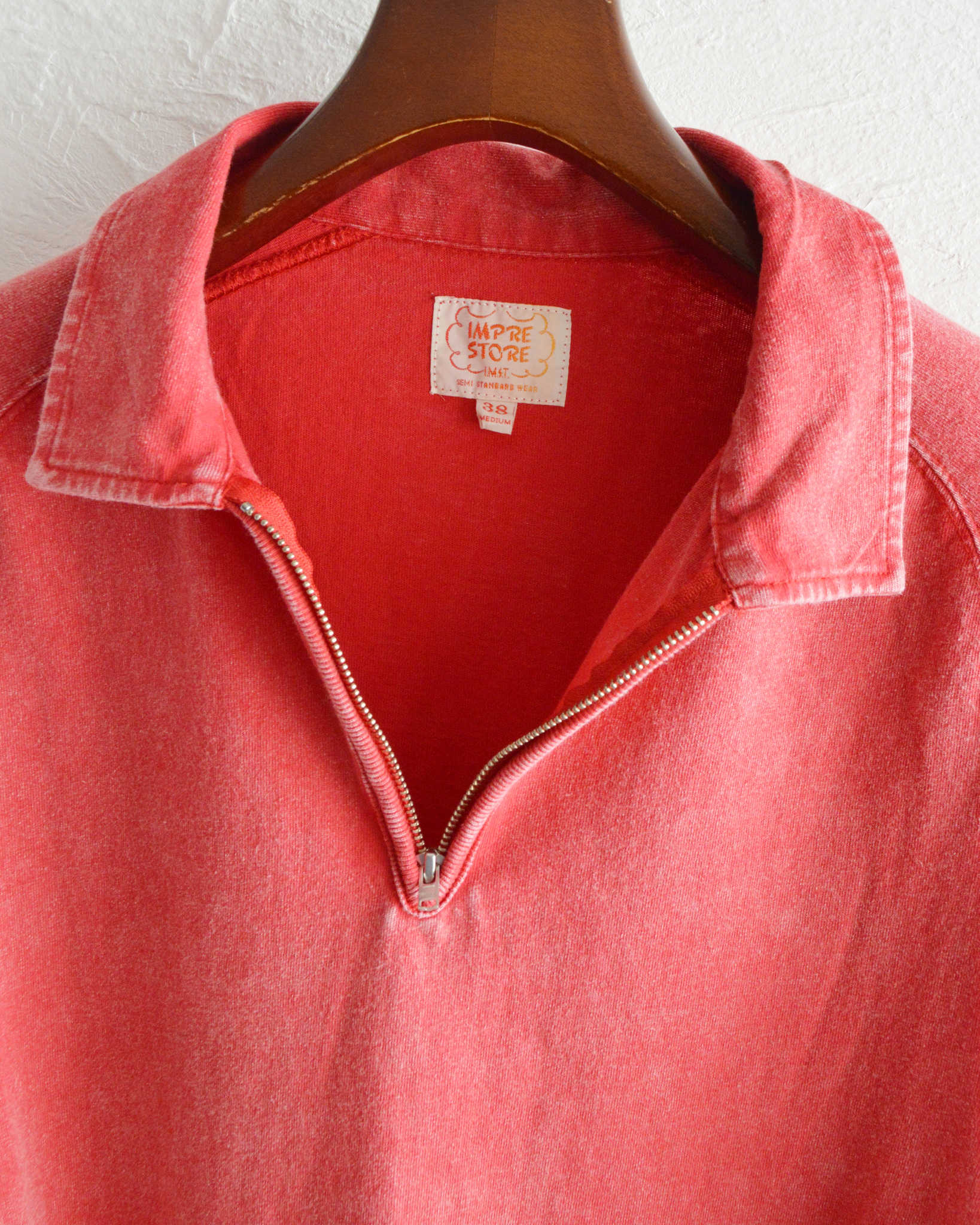 IMPRESTORE イ ンプレストア / Blooper ブルーパー | short sleeve half zip sweat t polo ショートスリーブハーフジップスウェットティーポロ (RED レッド)