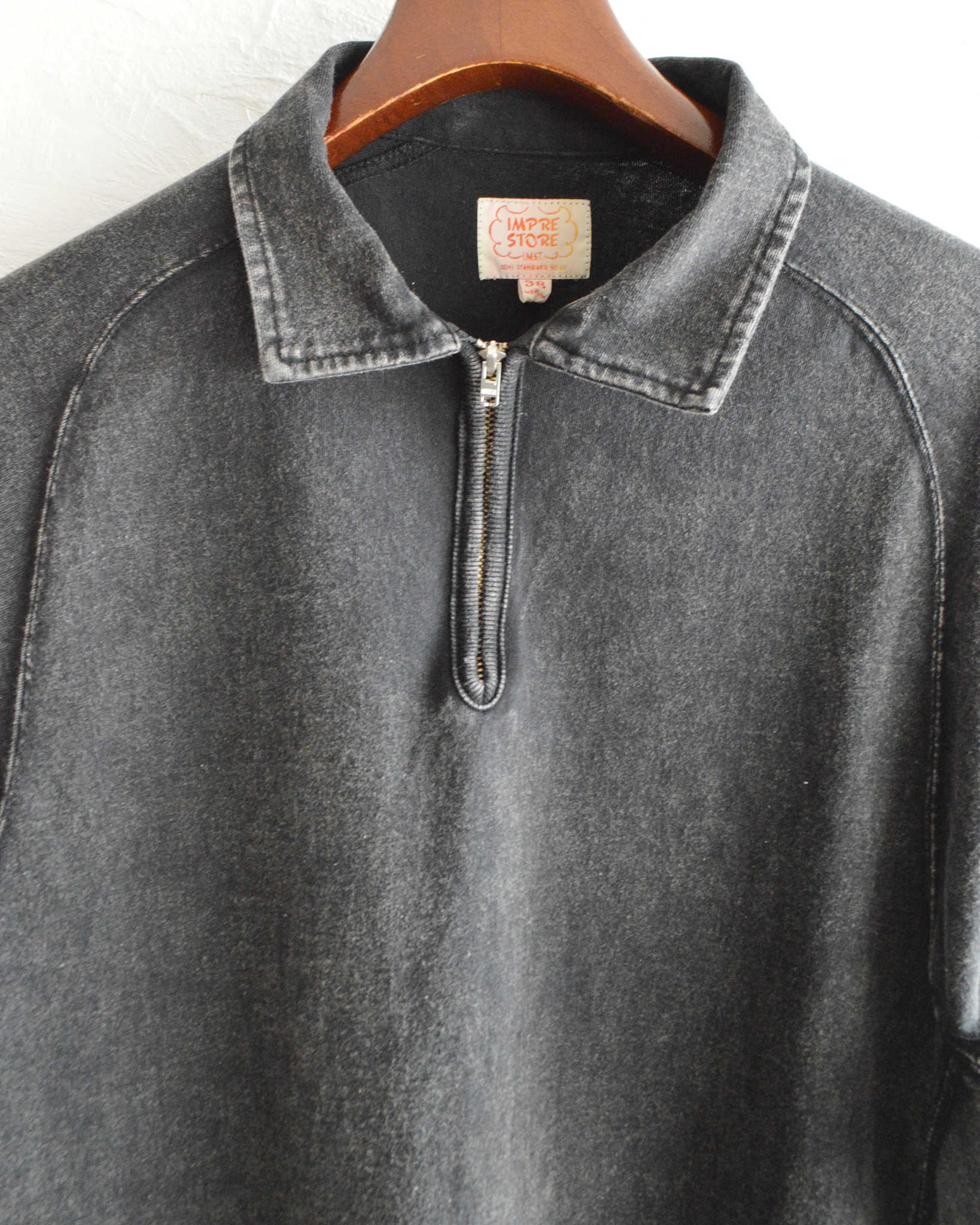 IMPRESTORE イ ンプレストア / Blooper ブルーパー | short sleeve half zip sweat t polo ショートスリーブハーフジップスウェットティーポロ (BLACK ブラック)