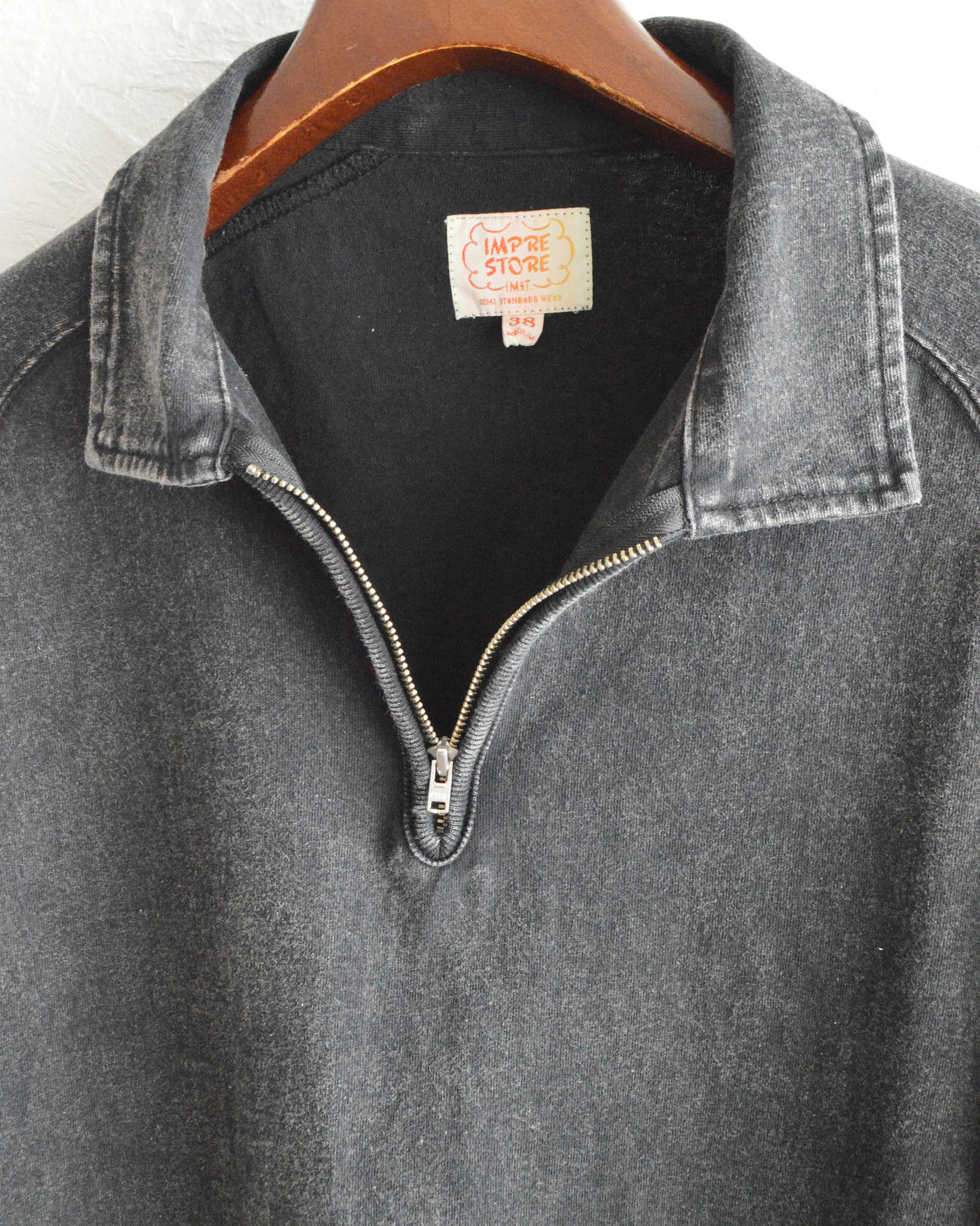 IMPRESTORE イ ンプレストア / Blooper ブルーパー | short sleeve half zip sweat t polo ショートスリーブハーフジップスウェットティーポロ (BLACK ブラック)