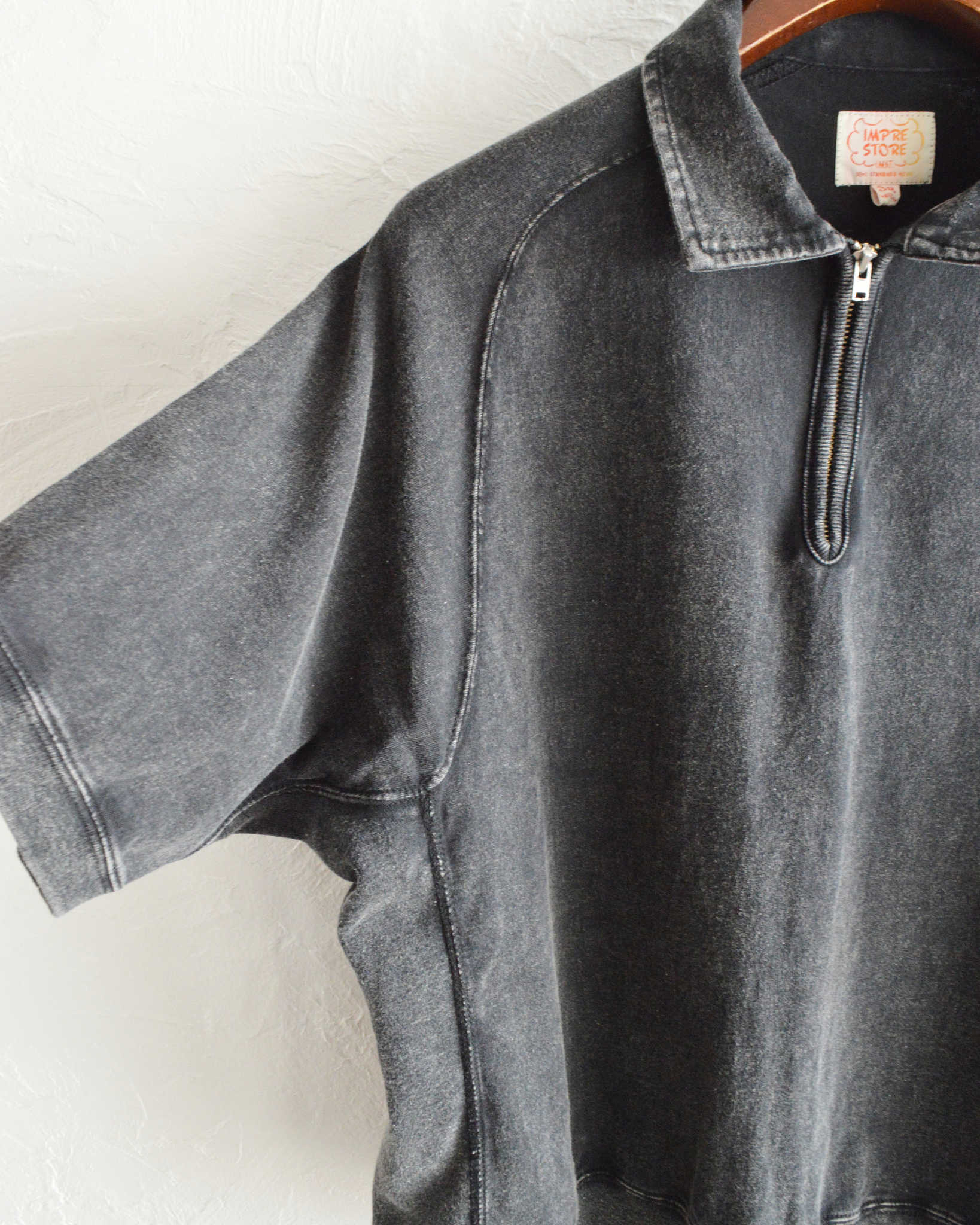 IMPRESTORE イ ンプレストア / Blooper ブルーパー | short sleeve half zip sweat t polo ショートスリーブハーフジップスウェットティーポロ (BLACK ブラック)