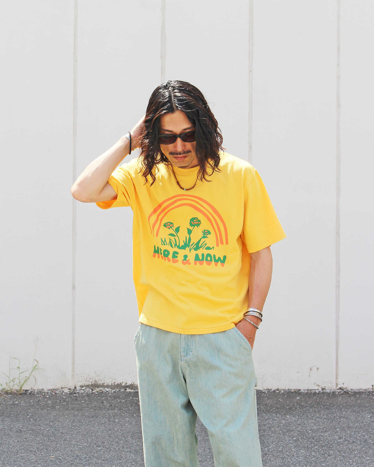HAVE A GRATEFUL DAY ハブアグレイトフルデイ / T-SHIRT -HERE&NOW ティーシャツヒアアンドナウ (MUSTARD マスタード)