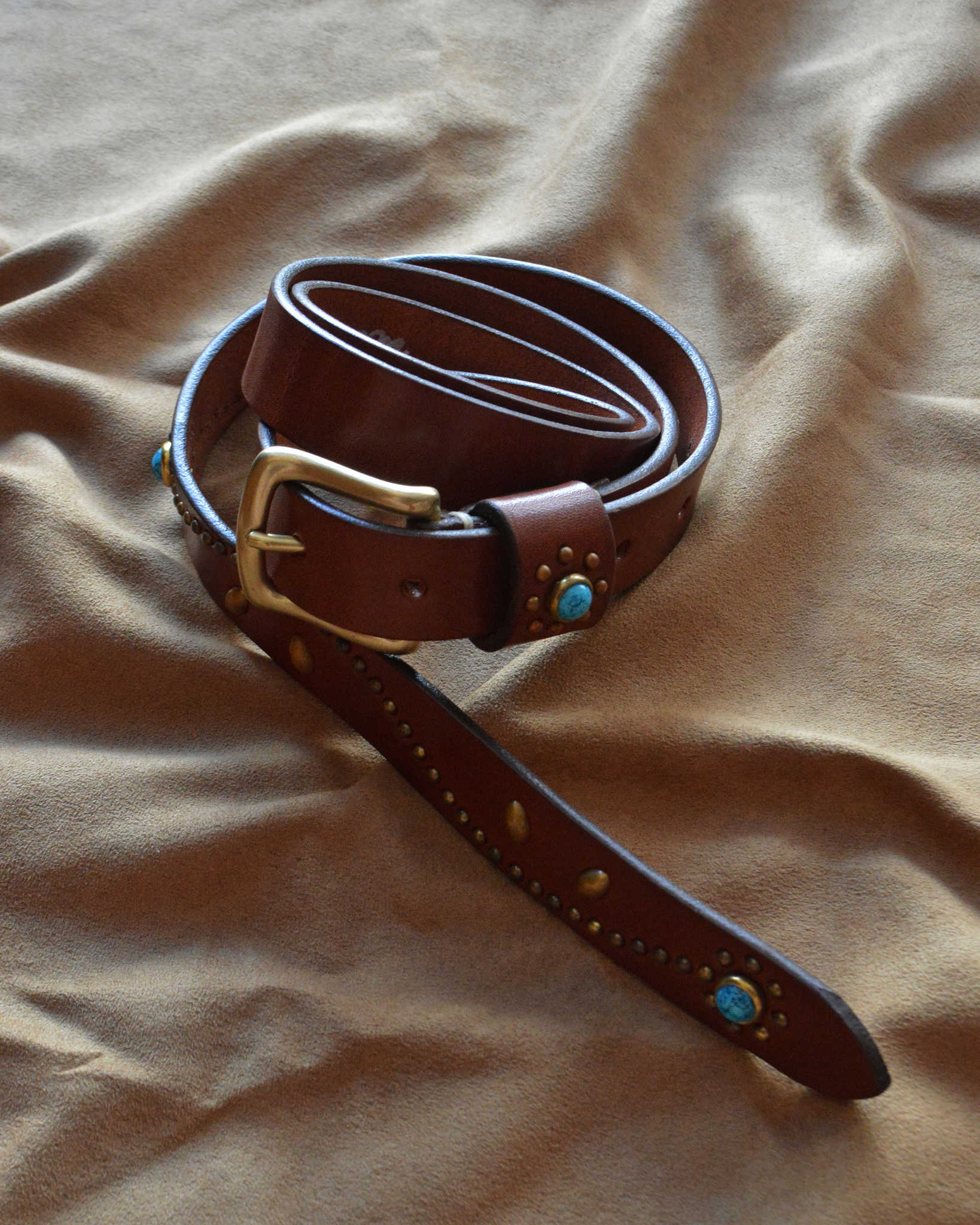 Nasngwam. ナスングワム / STUDS BELT スタッズベルト (BROWN ブラウン)